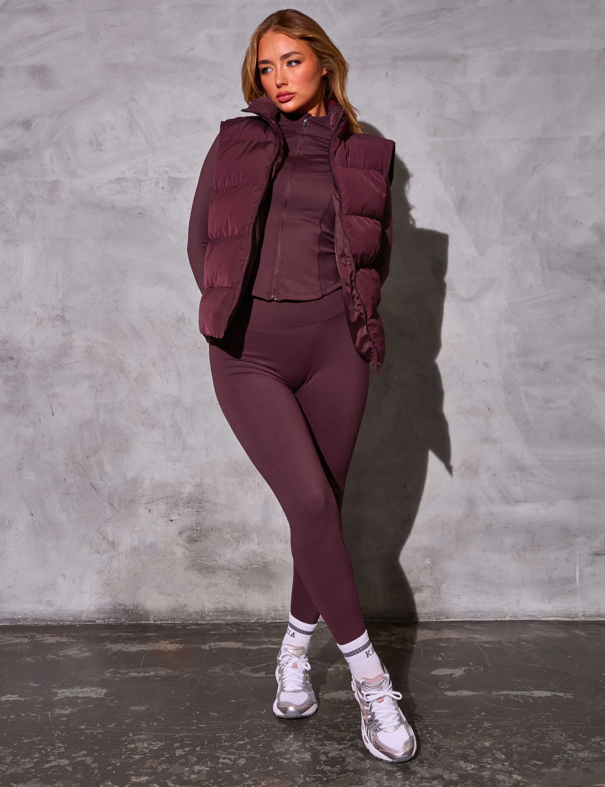 Kaiia Studio Padded Gilet Deep Burgundy - Image 3