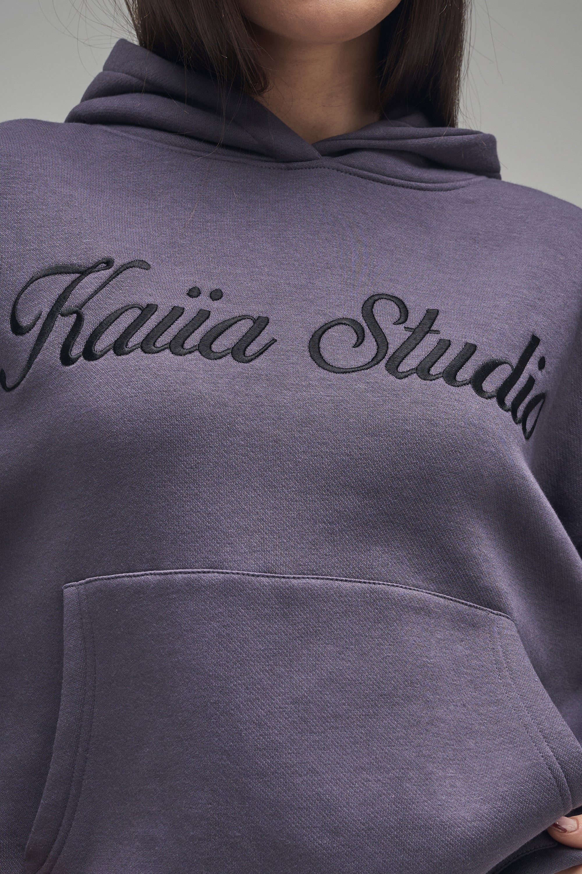 Kaiia Studio Script Logo Oversized Hoodie Dark Grey - Image 4