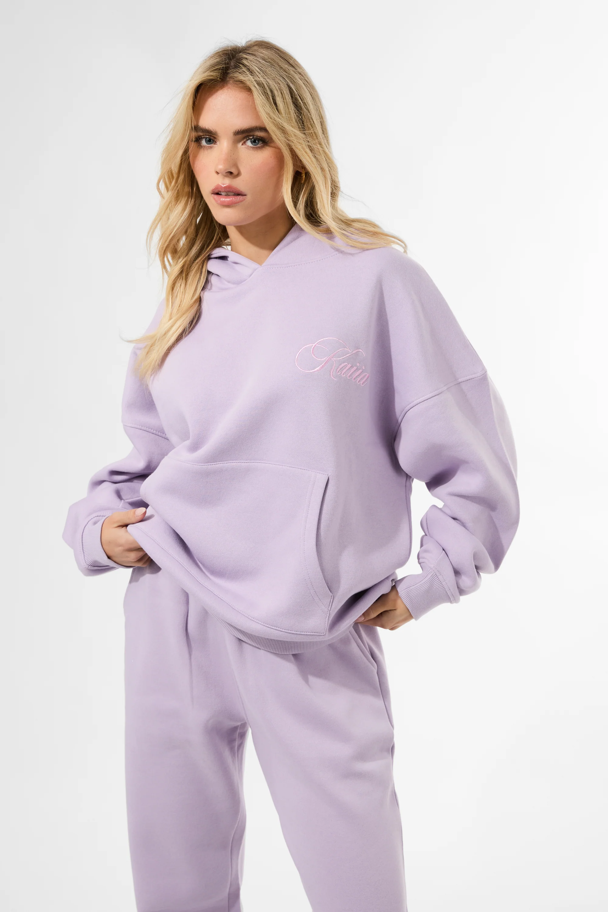 Kaiia Studio Script Logo Oversized Hoodie Lilac - Image 3