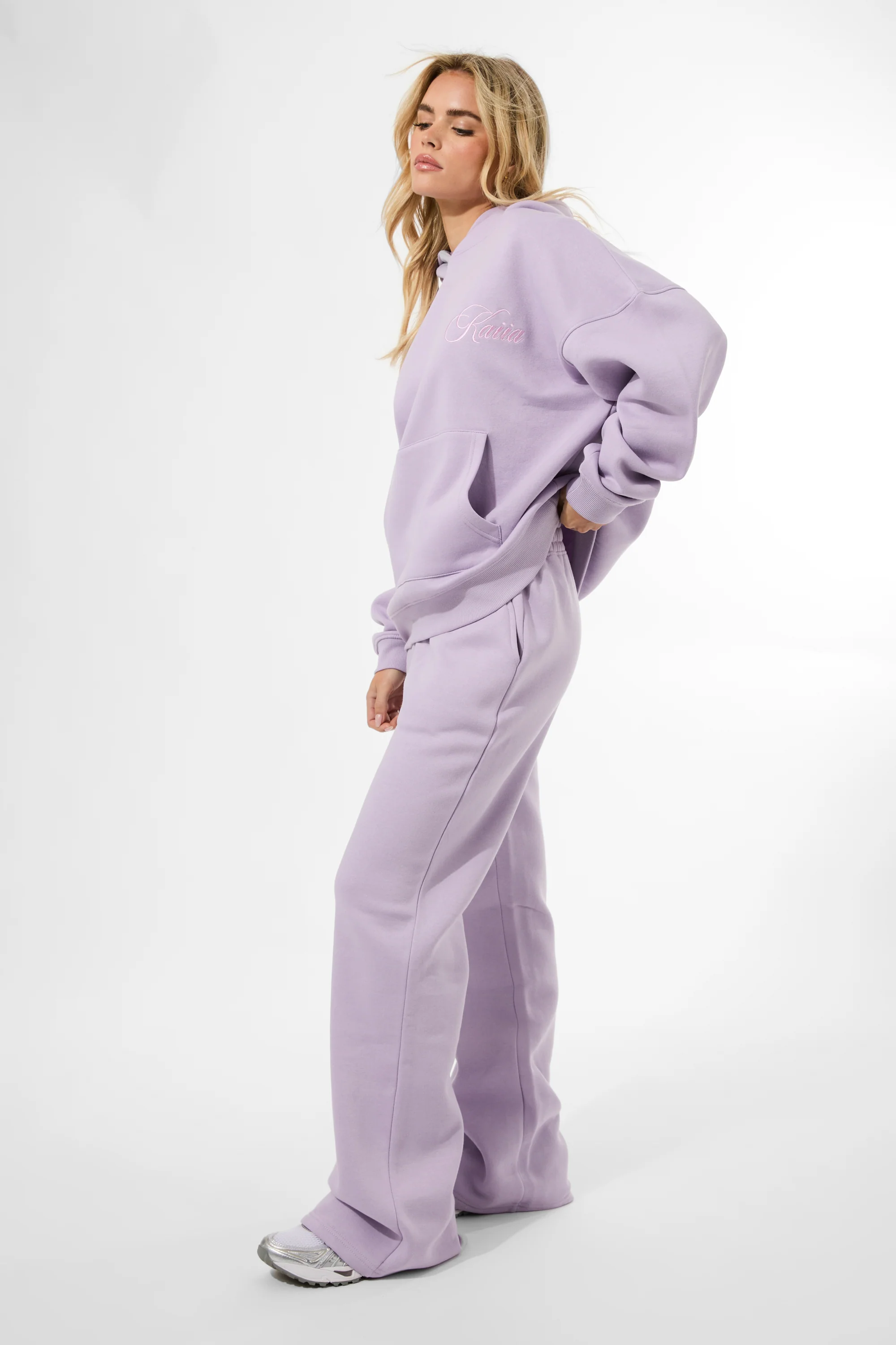 Kaiia Studio Script Logo Oversized Hoodie Lilac - Image 6