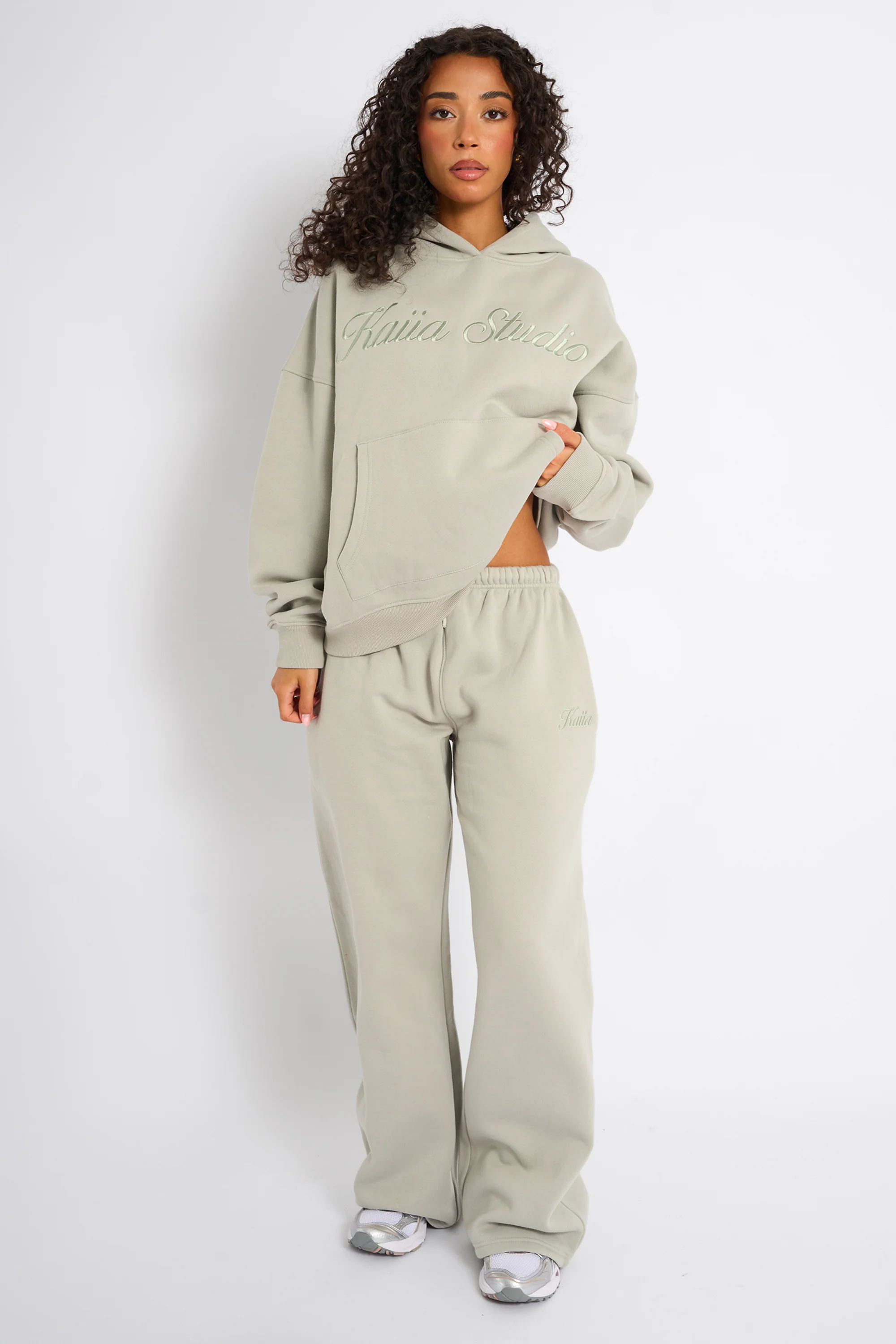 Kaiia Studio Script Logo Oversized Hoodie Matcha - Image 3