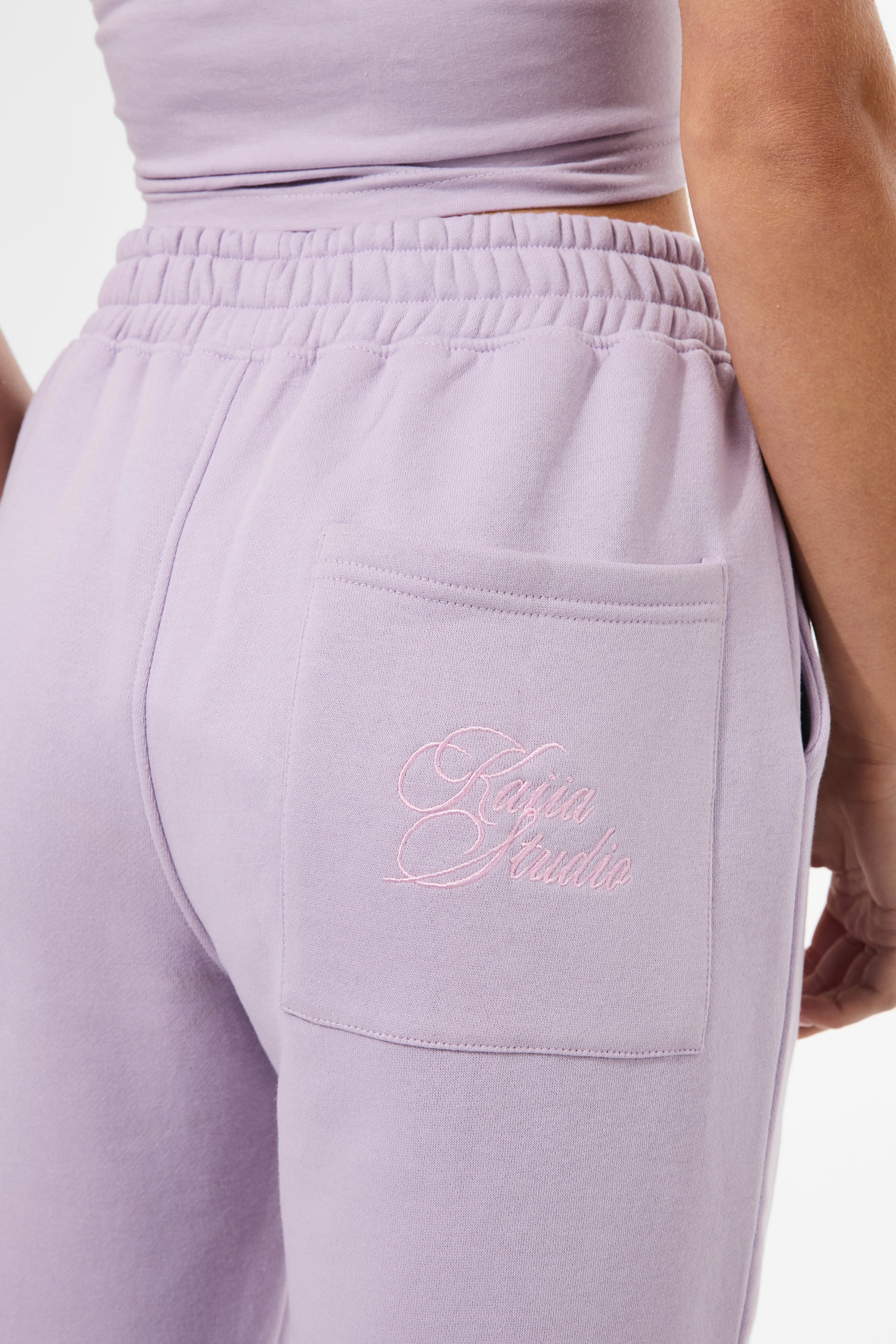 Kaiia Studio Script Logo Wide Leg Jogger Lilac - Image 2