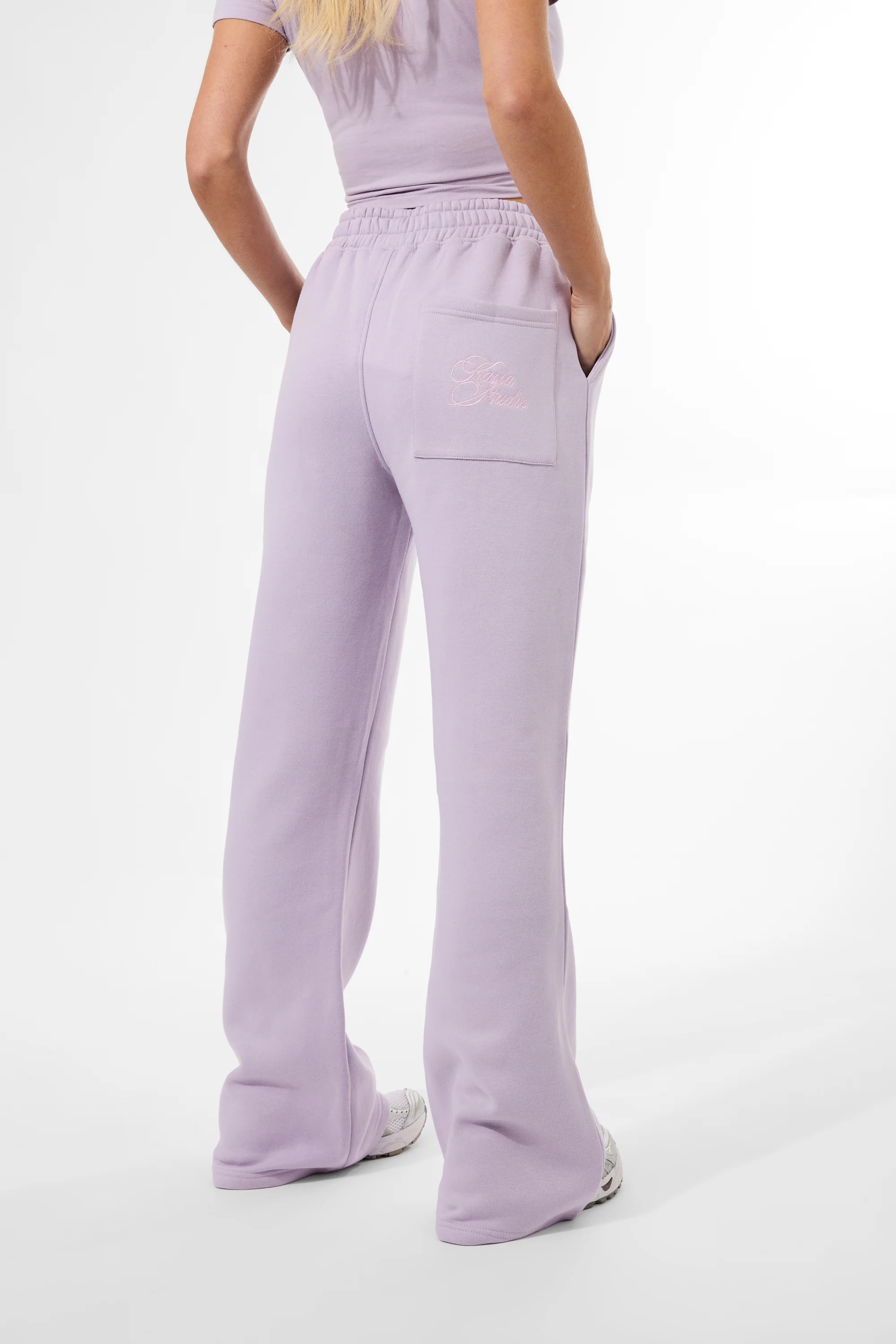 Kaiia Studio Script Logo Wide Leg Jogger Lilac - Image 5