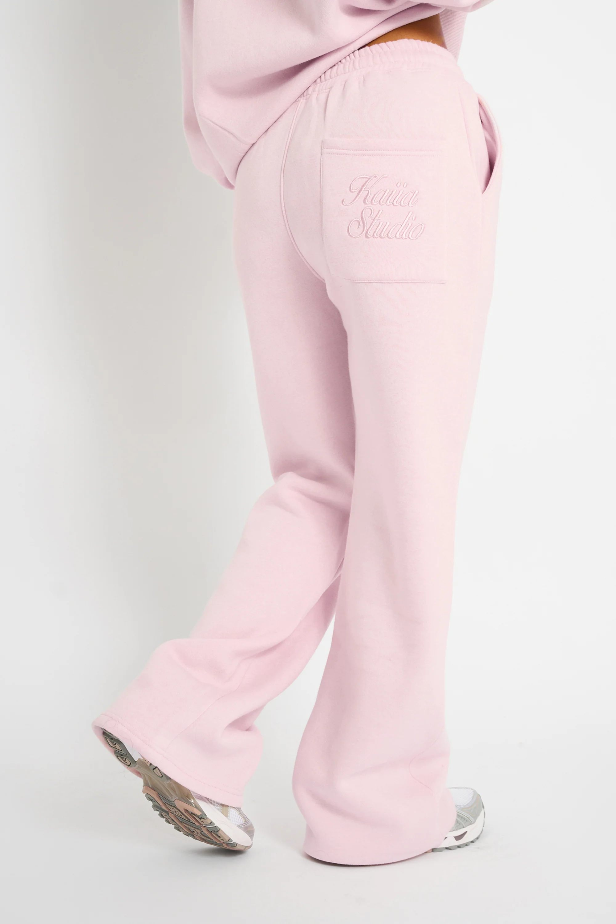 Kaiia Studio Script Logo Wide Leg Joggers Pink Chai - Image 2