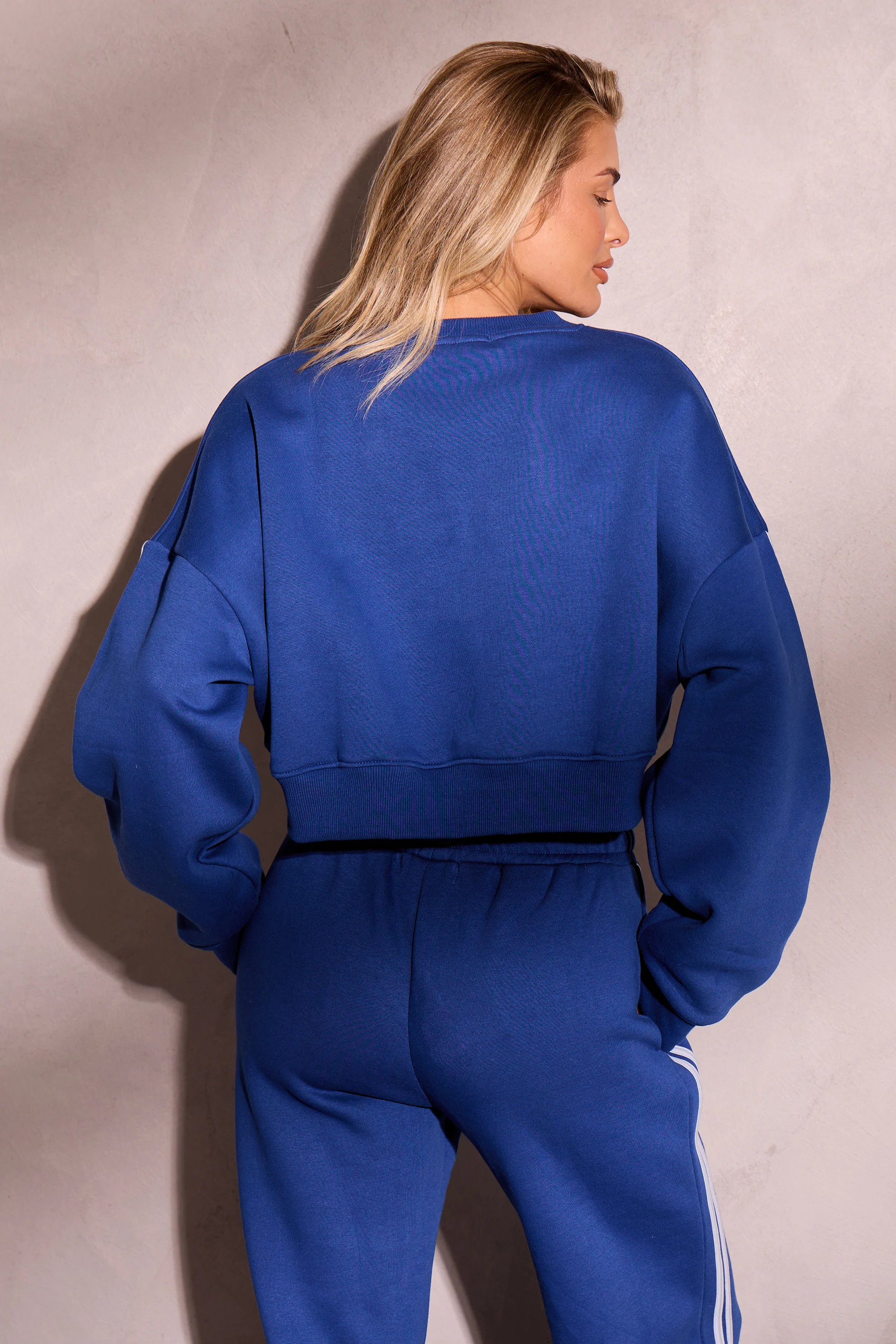 Kaiia Studio Side Stripe Cropped Sweatshirt Victory Blue & Dusty Blue - Image 4