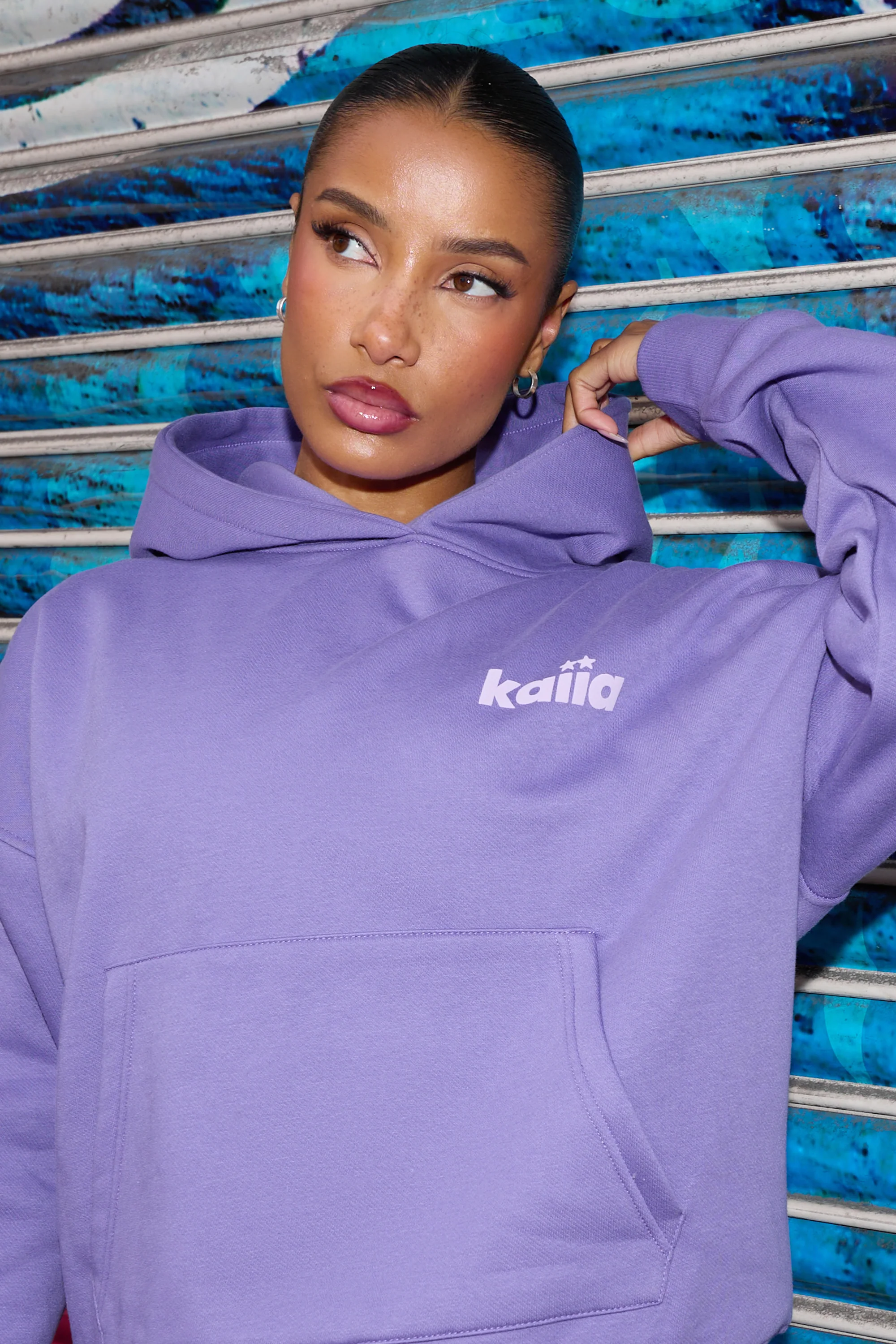 Kaiia Studio Star Oversized Hoodie Royal Purple & Lilac - Image 4