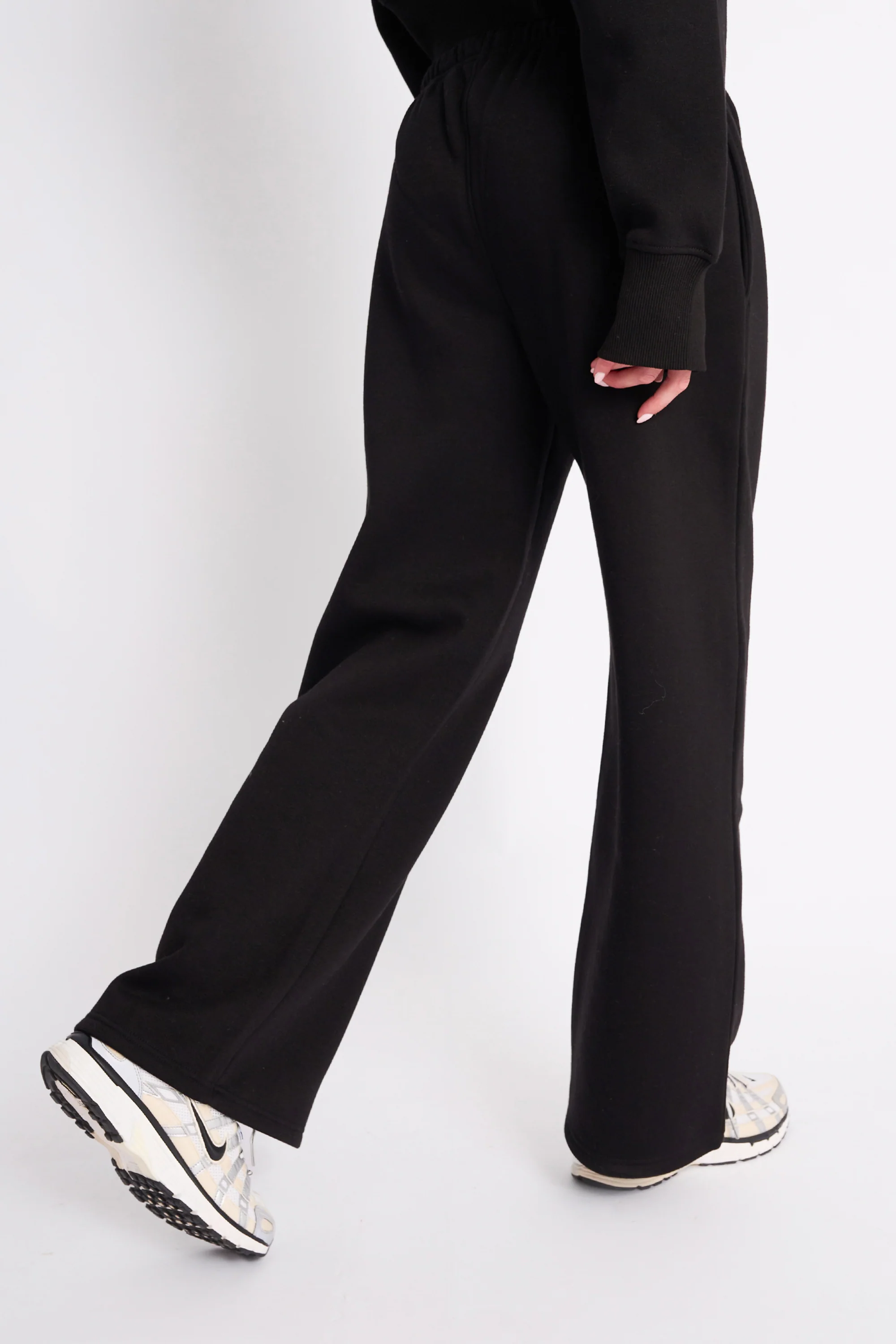 Kaiia Logo Wide Leg Joggers Black & Pink - Image 3