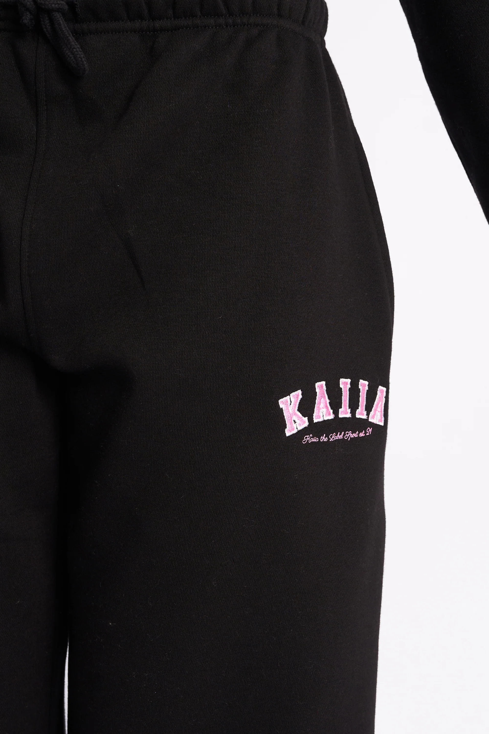 Kaiia Logo Wide Leg Joggers Black & Pink - Image 4