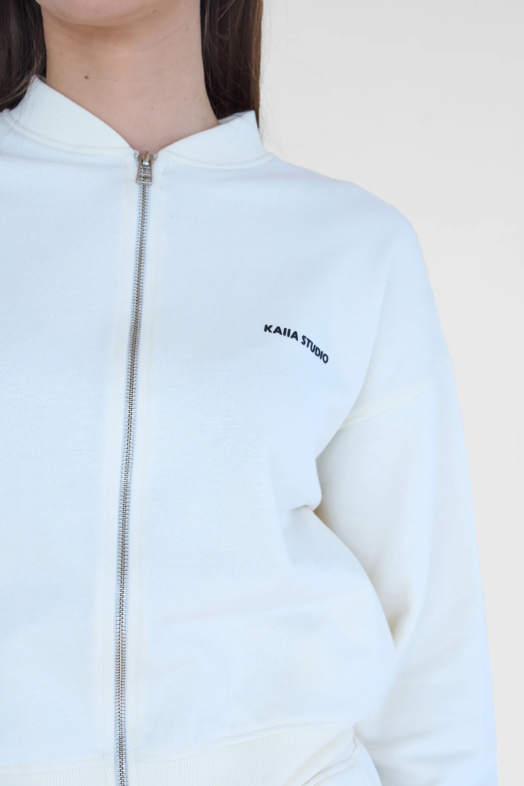 Kaiia Studio Zip Up Sweatshirt Ecru - Image 2