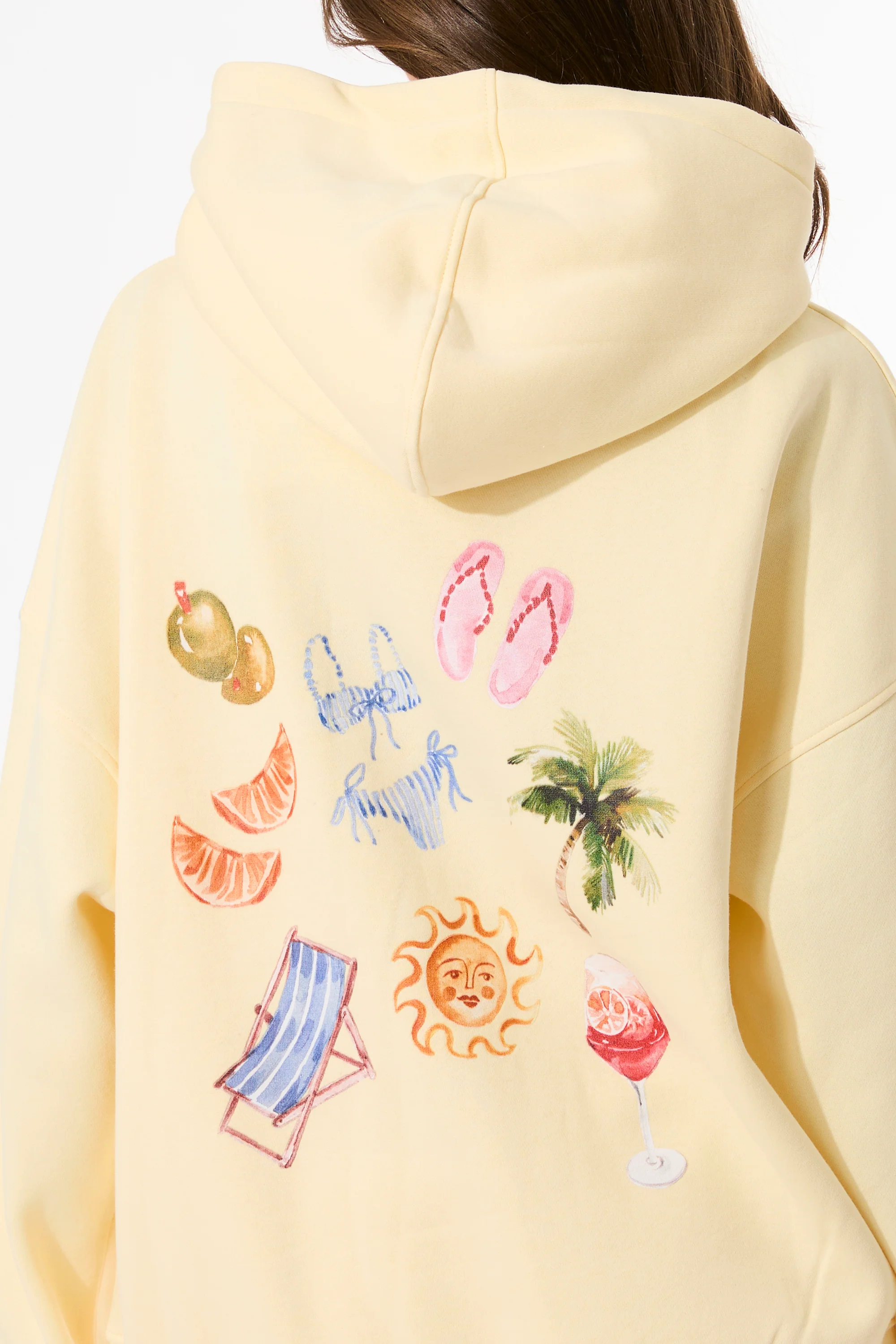Kaiia Summer Back Graphic Oversized Hoodie Lemon - Image 10