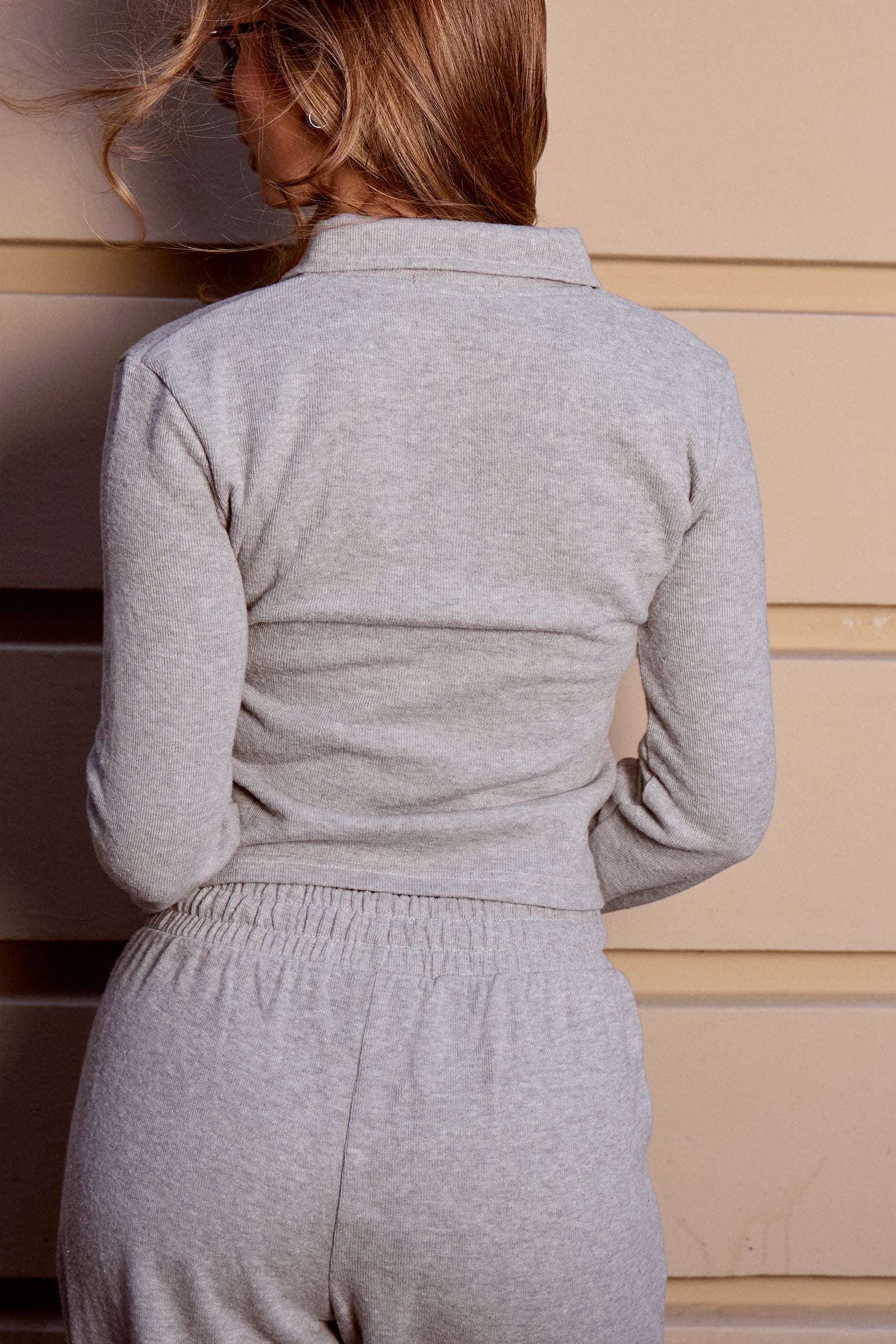 Kaiia Supersoft Polo Top Grey Marl - Image 4