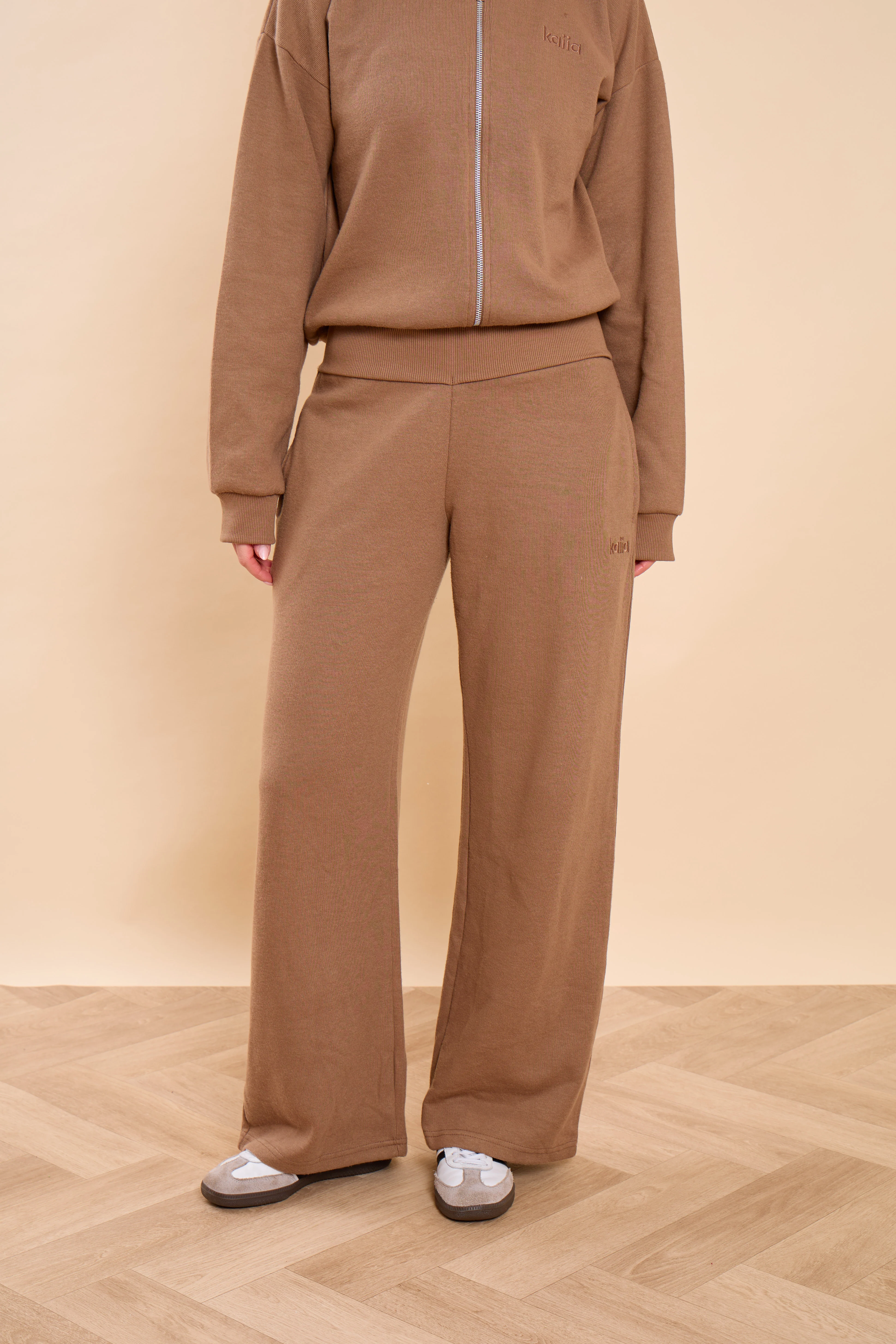 Kaiia Supersoft Straight Leg Trousers Taupe - Image 3