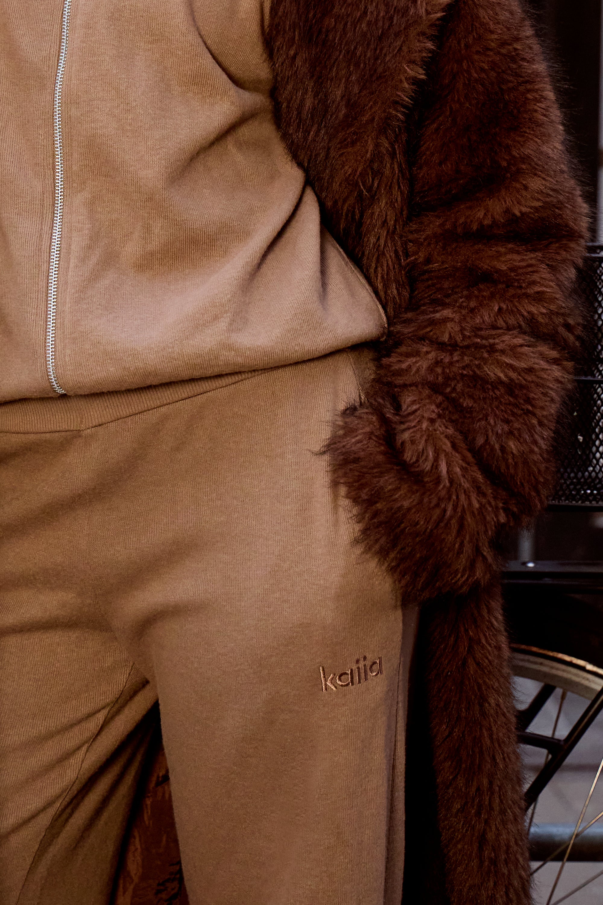 Kaiia Supersoft Straight Leg Trousers Taupe - Image 7