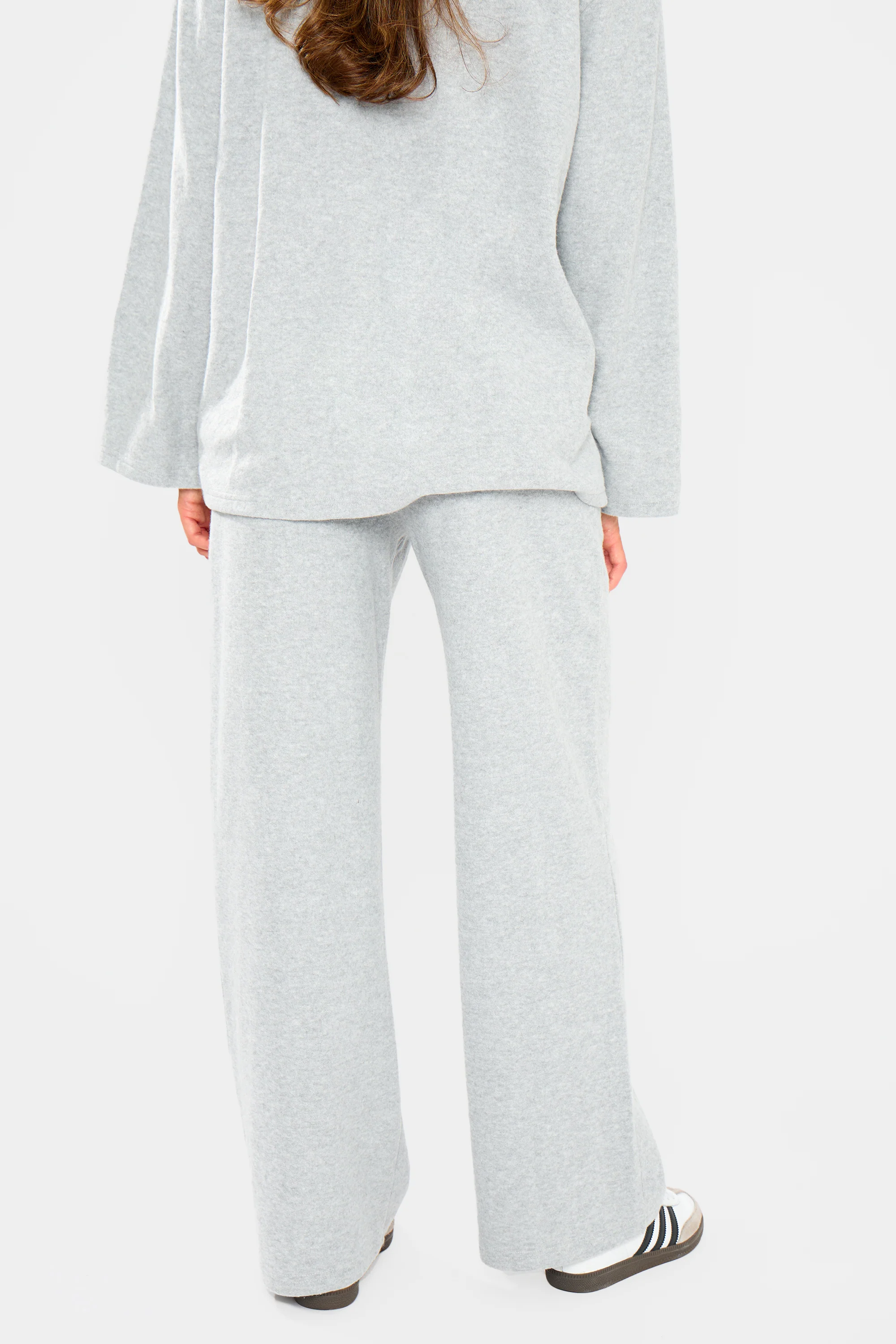 Kaiia Supersoft Wide Leg Trousers Grey Marl - Image 13