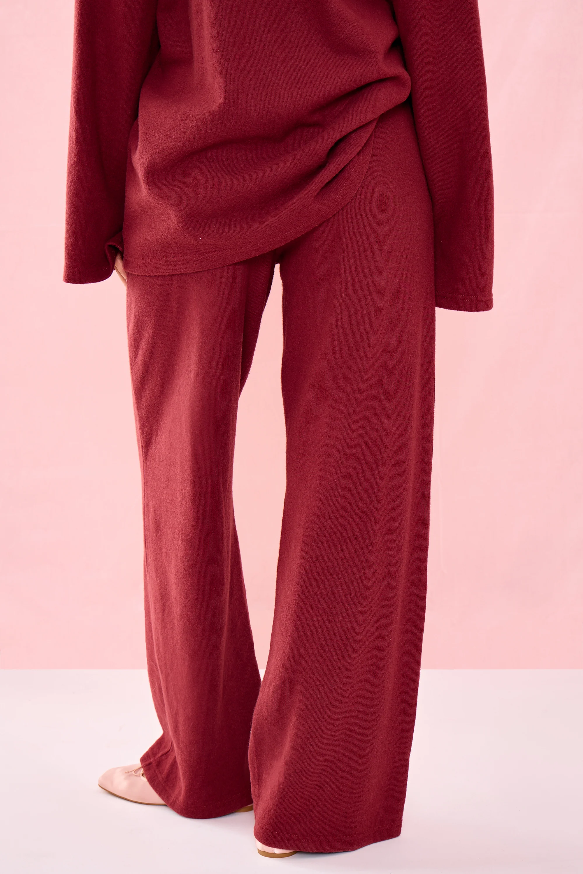 Kaiia Supersoft Wide Leg Trousers Warm Berry - Image 3