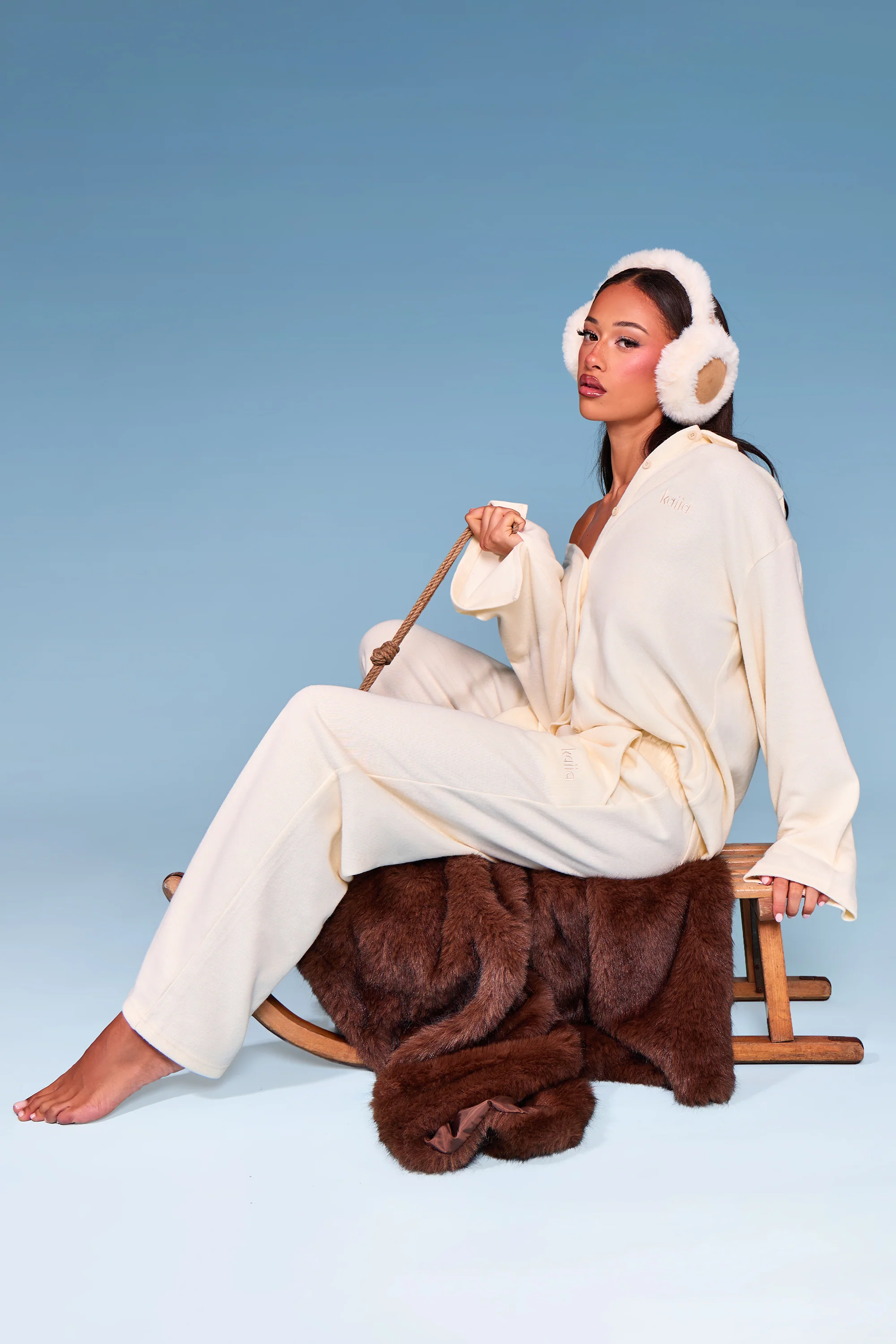 Kaiia Supersoft Wide Leg Trousers Winter White - Image 5