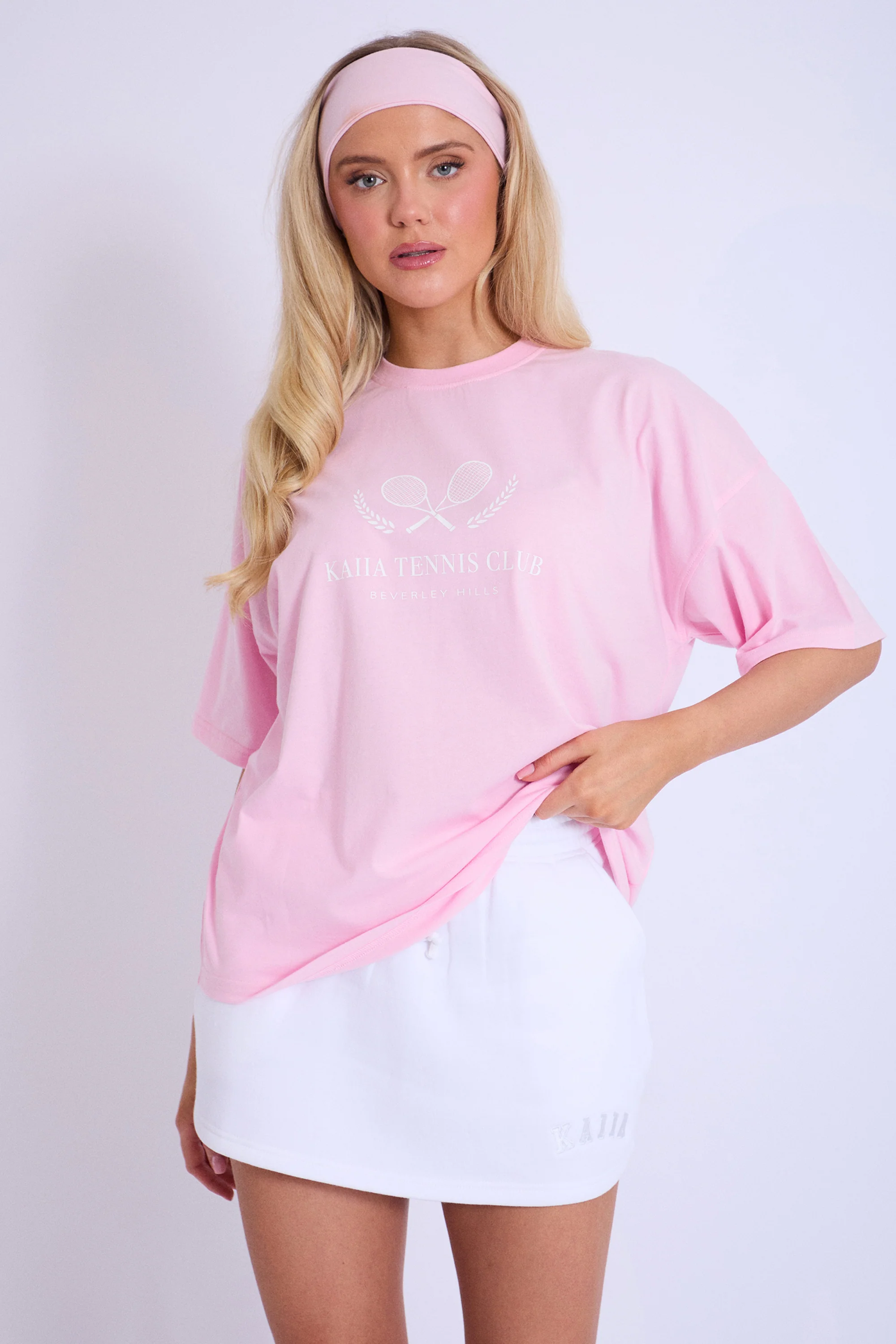 Kaiia Tennis Club Oversized T-Shirt Baby Pink - Image 6