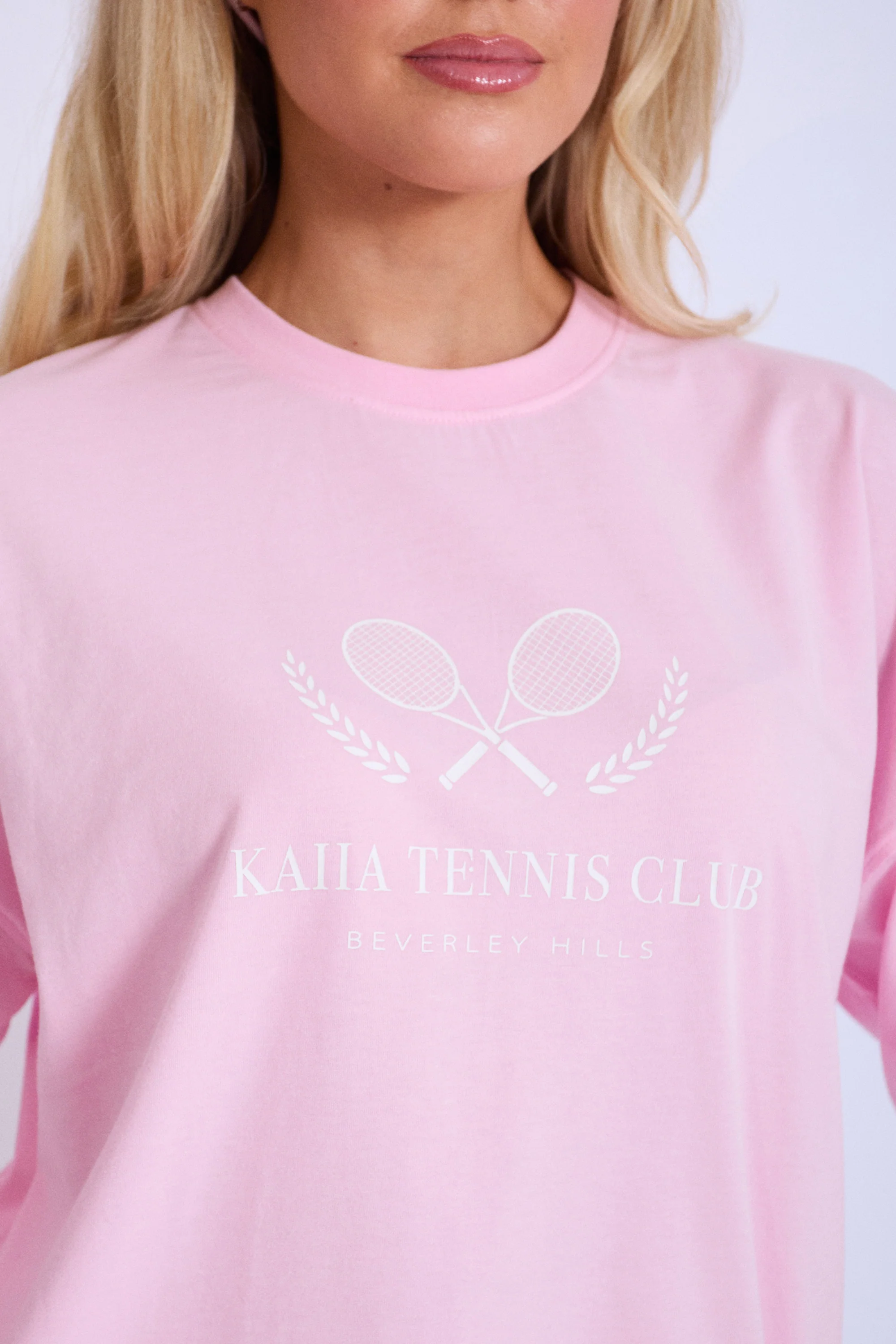 Kaiia Tennis Club Oversized T-Shirt Baby Pink - Image 7