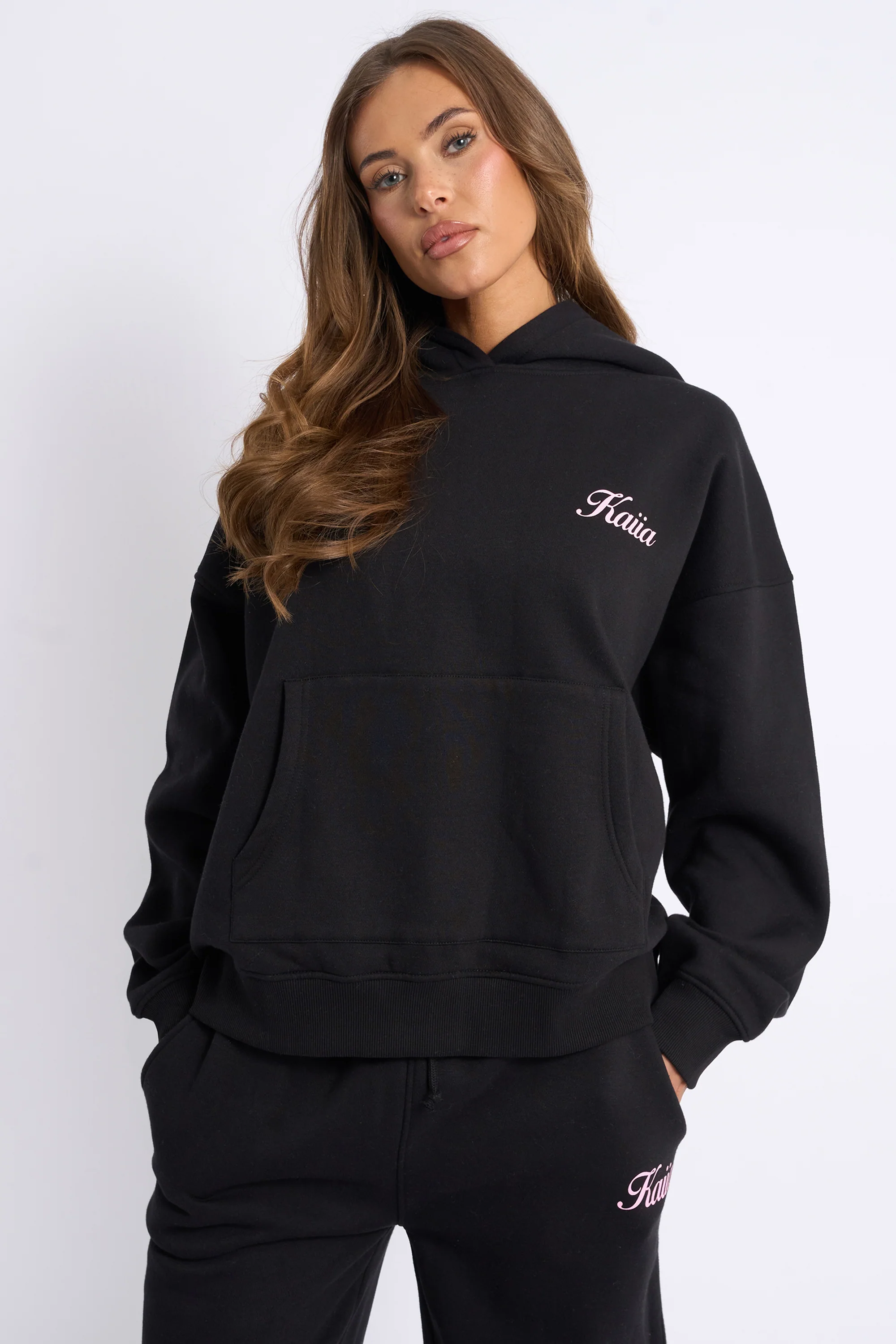 Kaiia Angel Graphic Oversized Hoodie Black & Pink - Image 5