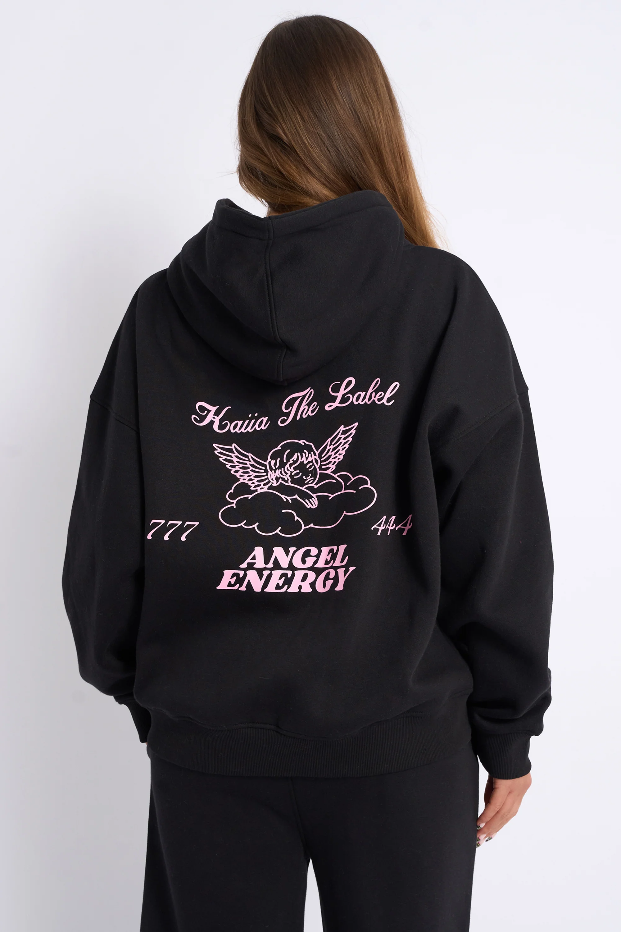 Kaiia Angel Graphic Oversized Hoodie Black & Pink - Image 6