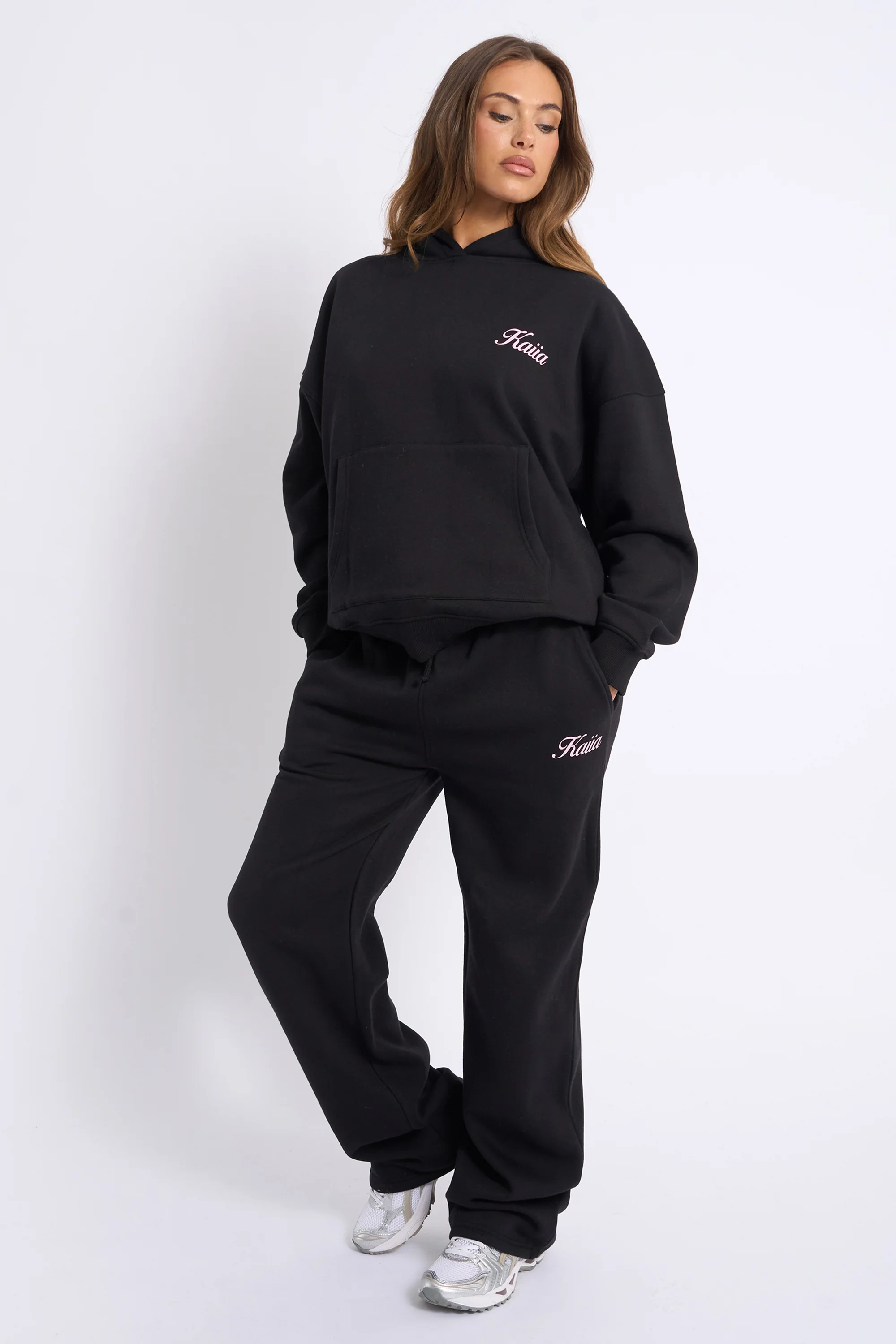 Kaiia Angel Graphic Oversized Hoodie Black & Pink - Image 7