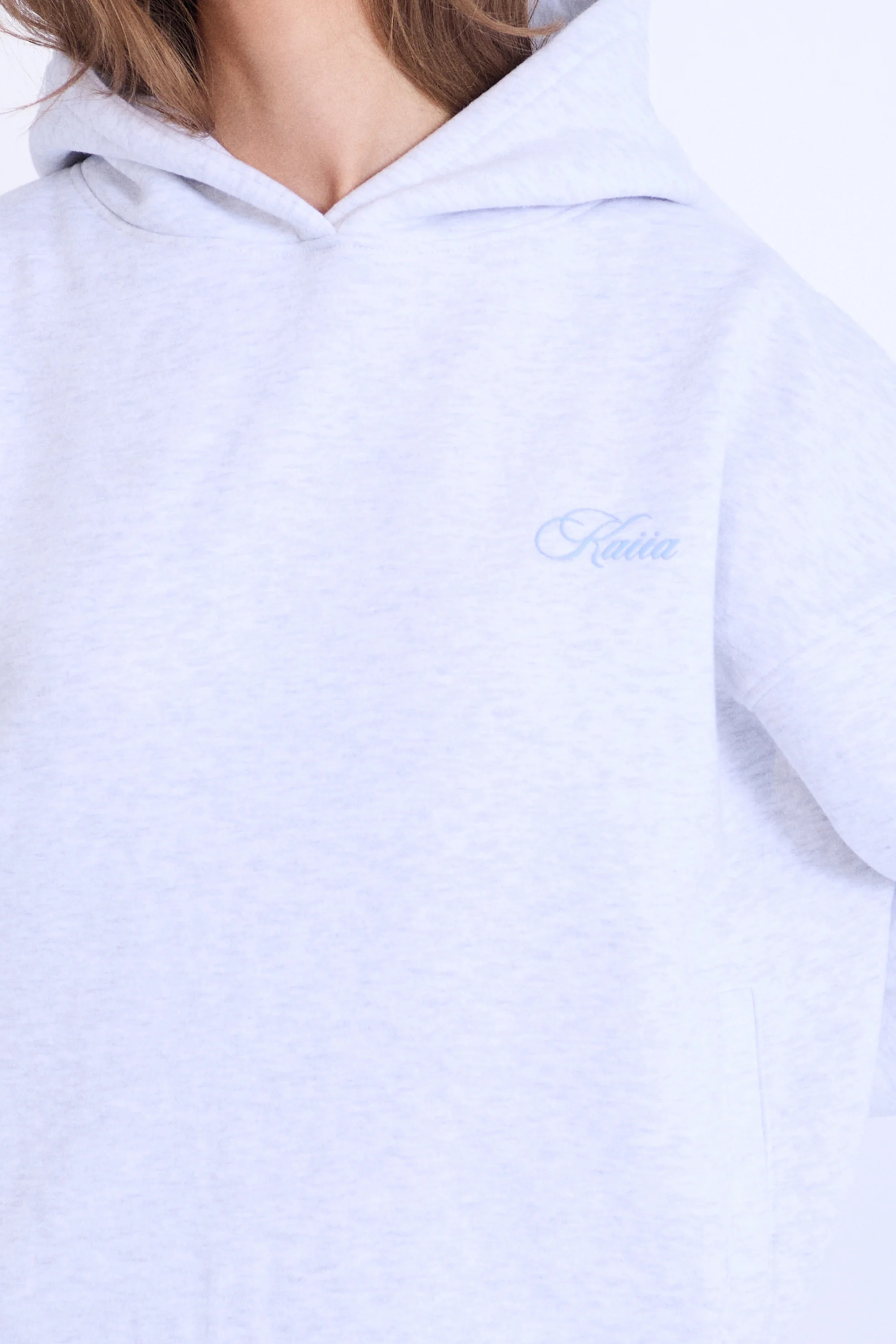Kaiia The Label Oversized Hoodie Grey Marl & Blue - Image 4