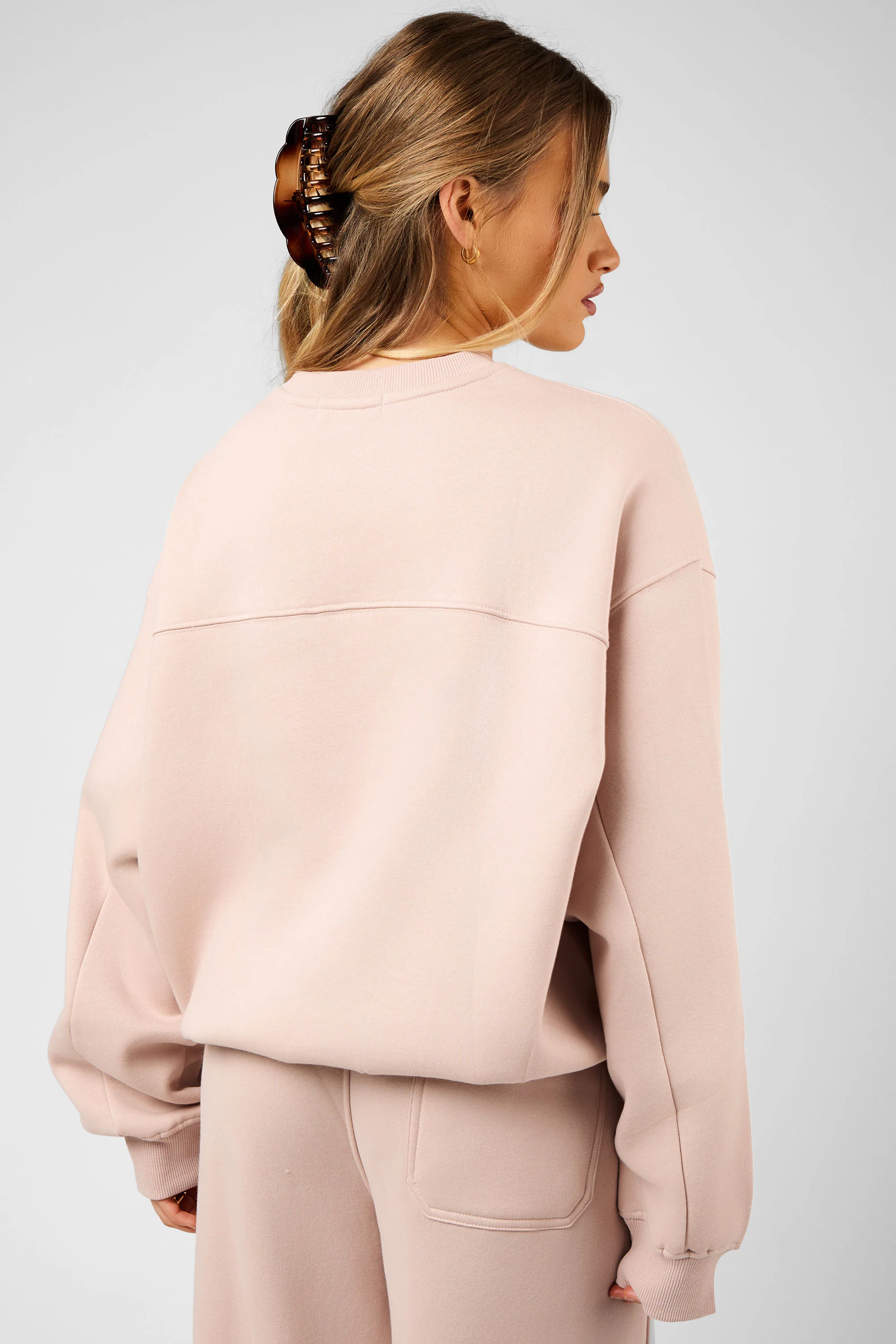 Kaiia The Label Seam Detail Oversized Sweatshirt Pink Champagne - Image 6
