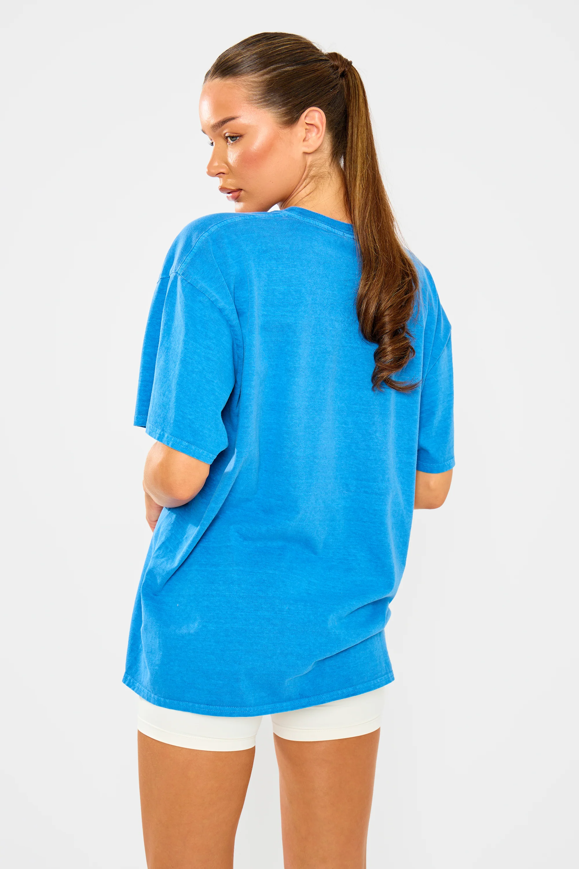 Kaiia Track & Field Print Overdyed Oversized T-shirt Cobalt Blue - Image 6