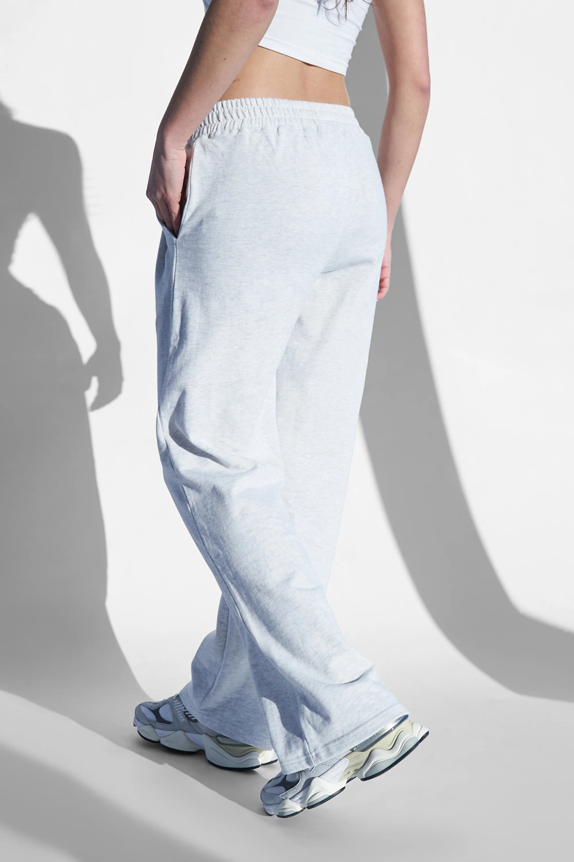 Kaiia V Waistband Wide leg Jogger Grey Marl - Image 3
