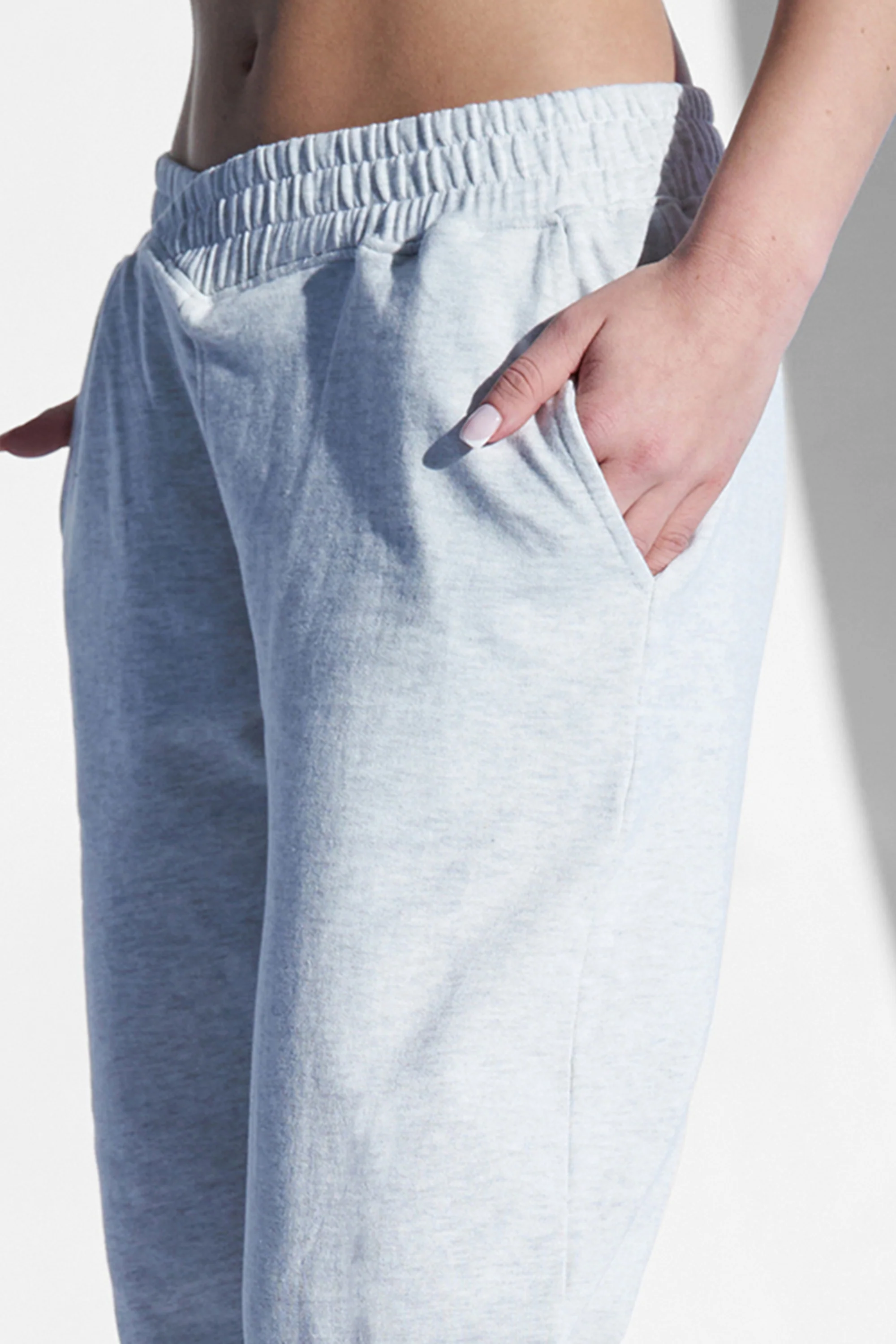 Kaiia V Waistband Wide leg Jogger Grey Marl - Image 4