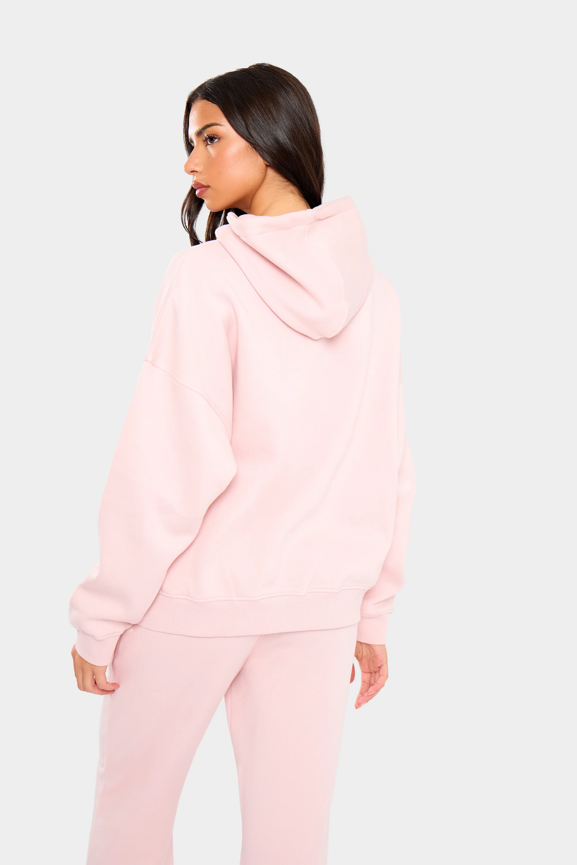 Kaiia Varsity Oversized Hoodie Baby Pink & Red - Image 5
