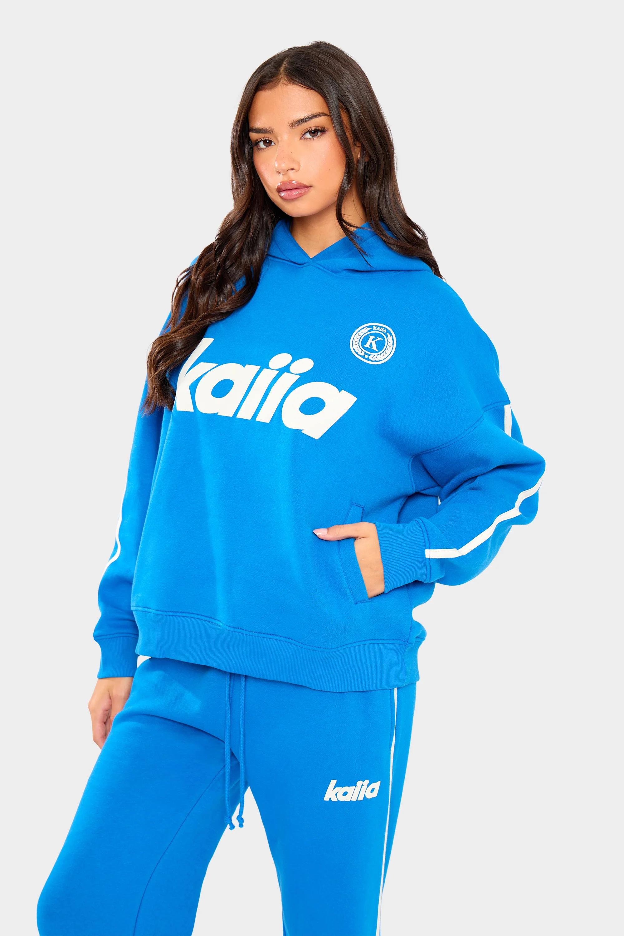 Kaiia Varsity Oversized Hoodie Cobalt Blue - Image 2