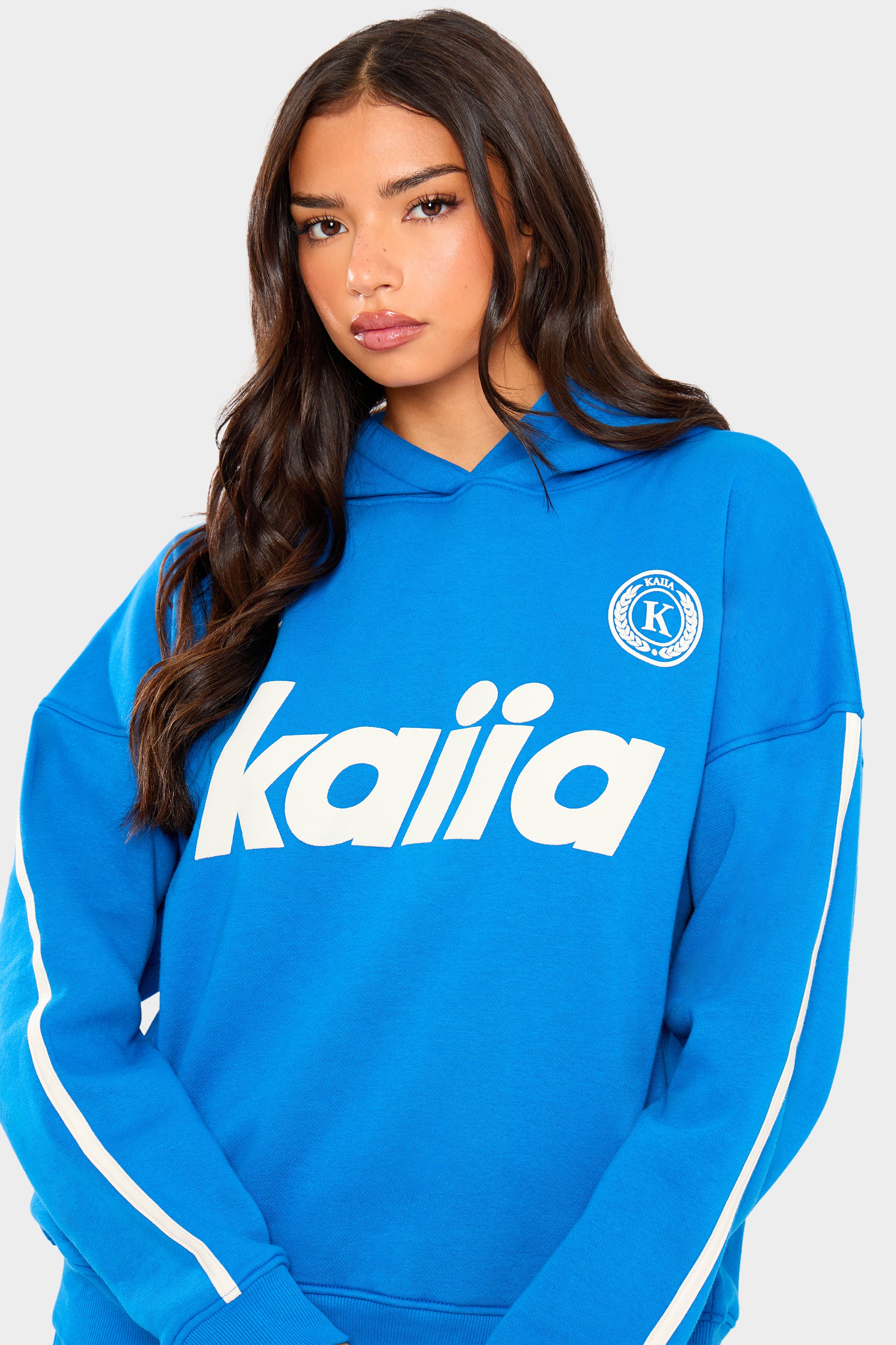 Kaiia Varsity Oversized Hoodie Cobalt Blue - Image 3