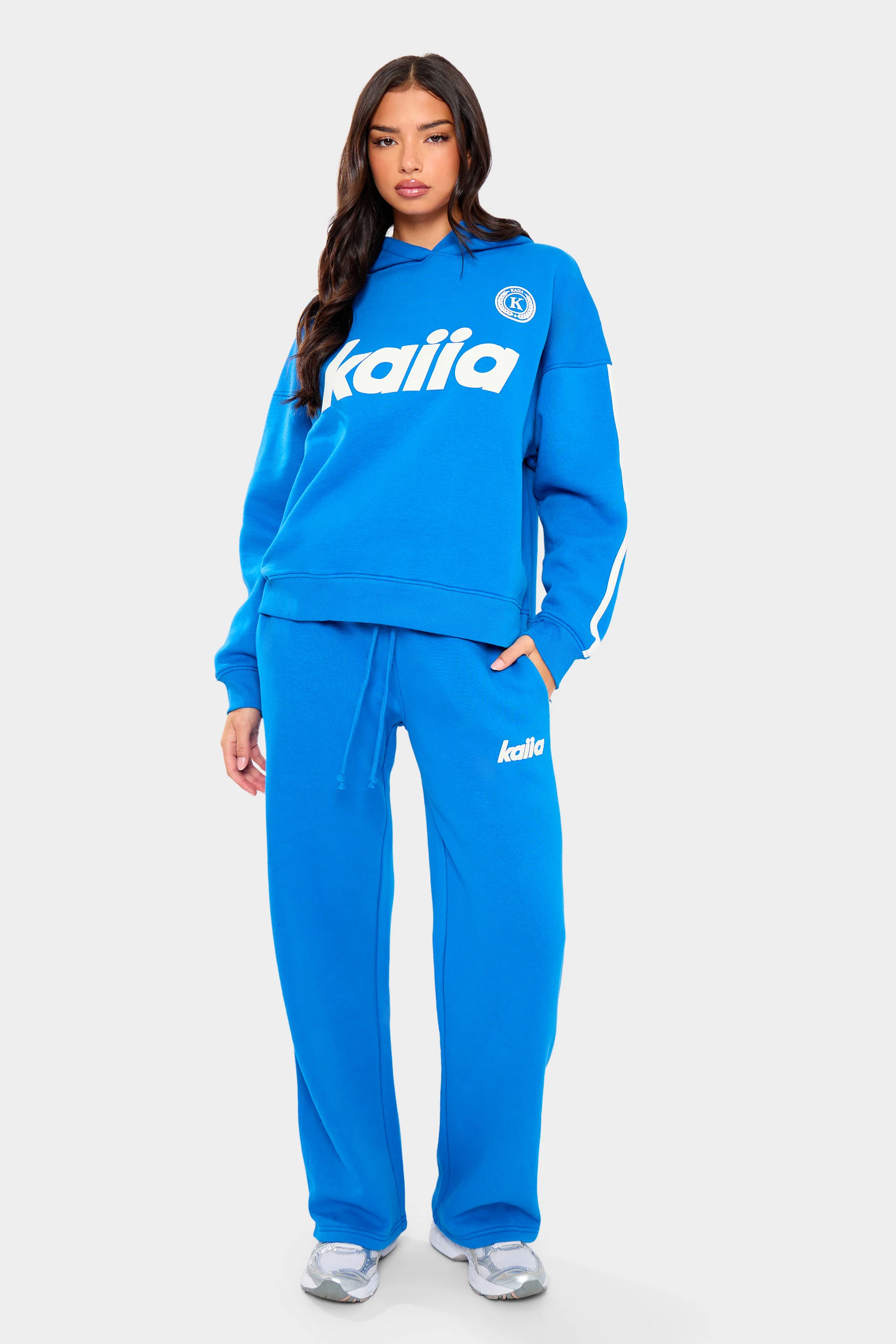 Kaiia Varsity Oversized Hoodie Cobalt Blue - Image 4