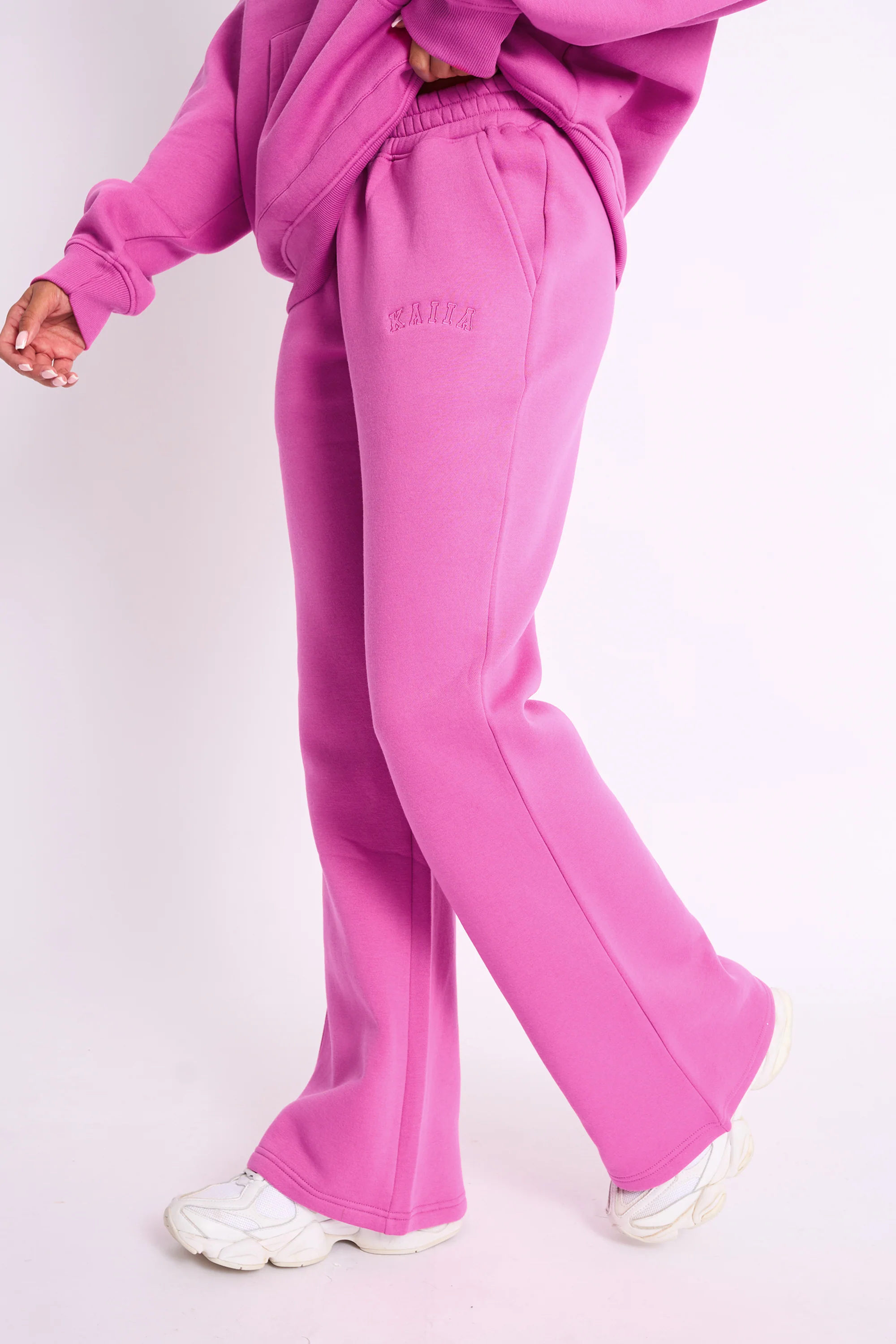 Kaiia Logo Wide Leg Joggers Bubblegum Pink - Image 2
