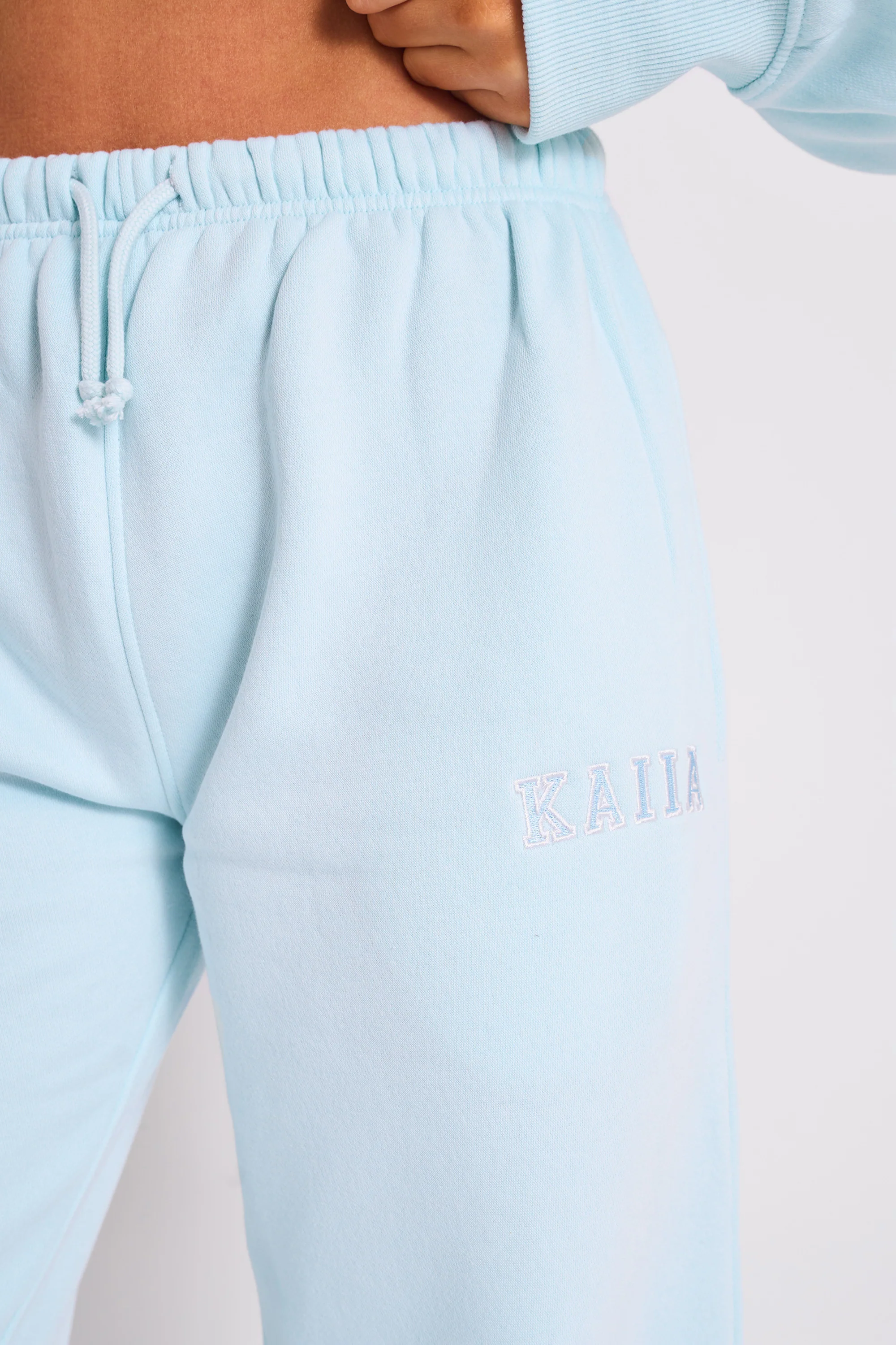 Kaiia Logo Wide Leg Joggers Light Blue - Image 4