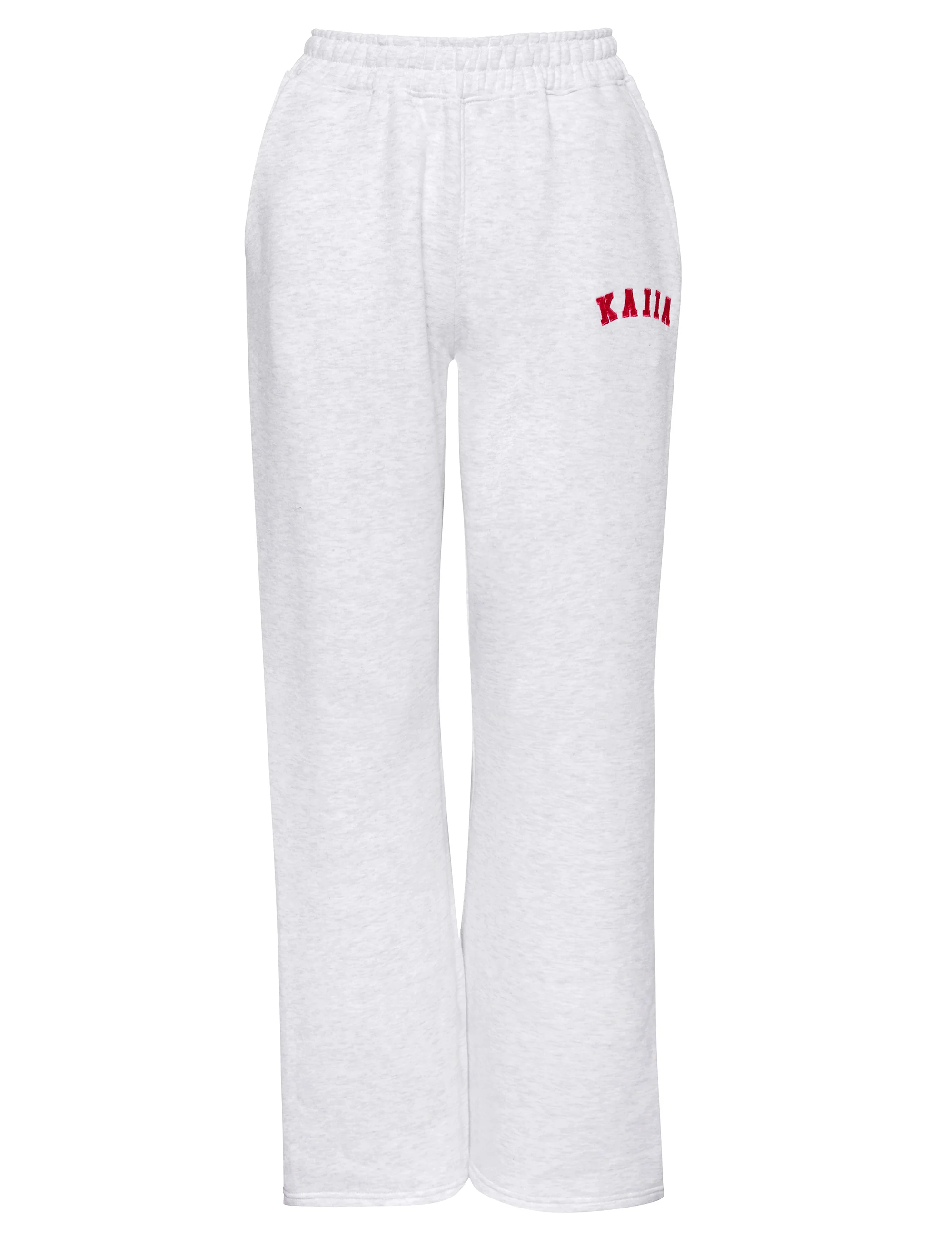 Kaiia Logo Wide Leg Joggers Light Grey Marl and Red - Image 5