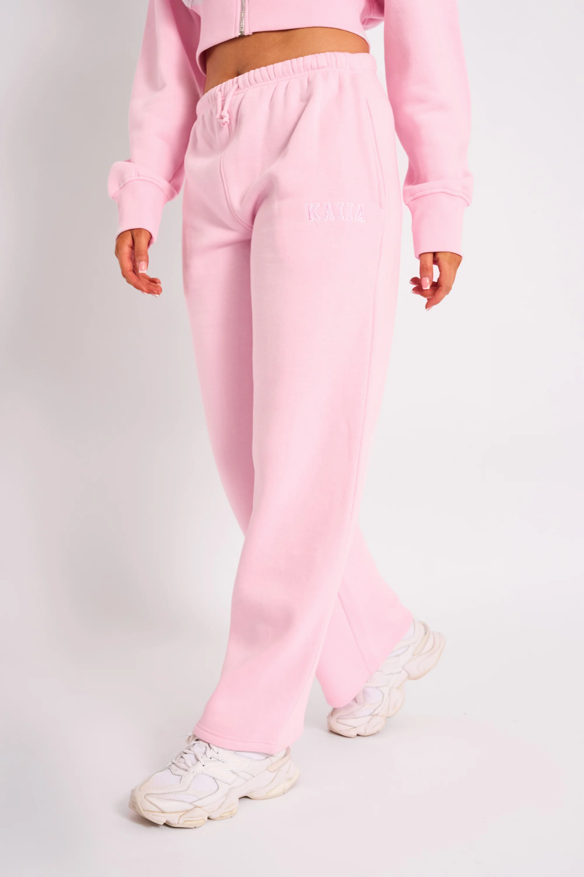 Kaiia Logo Wide Leg Joggers Light Pink - Image 2