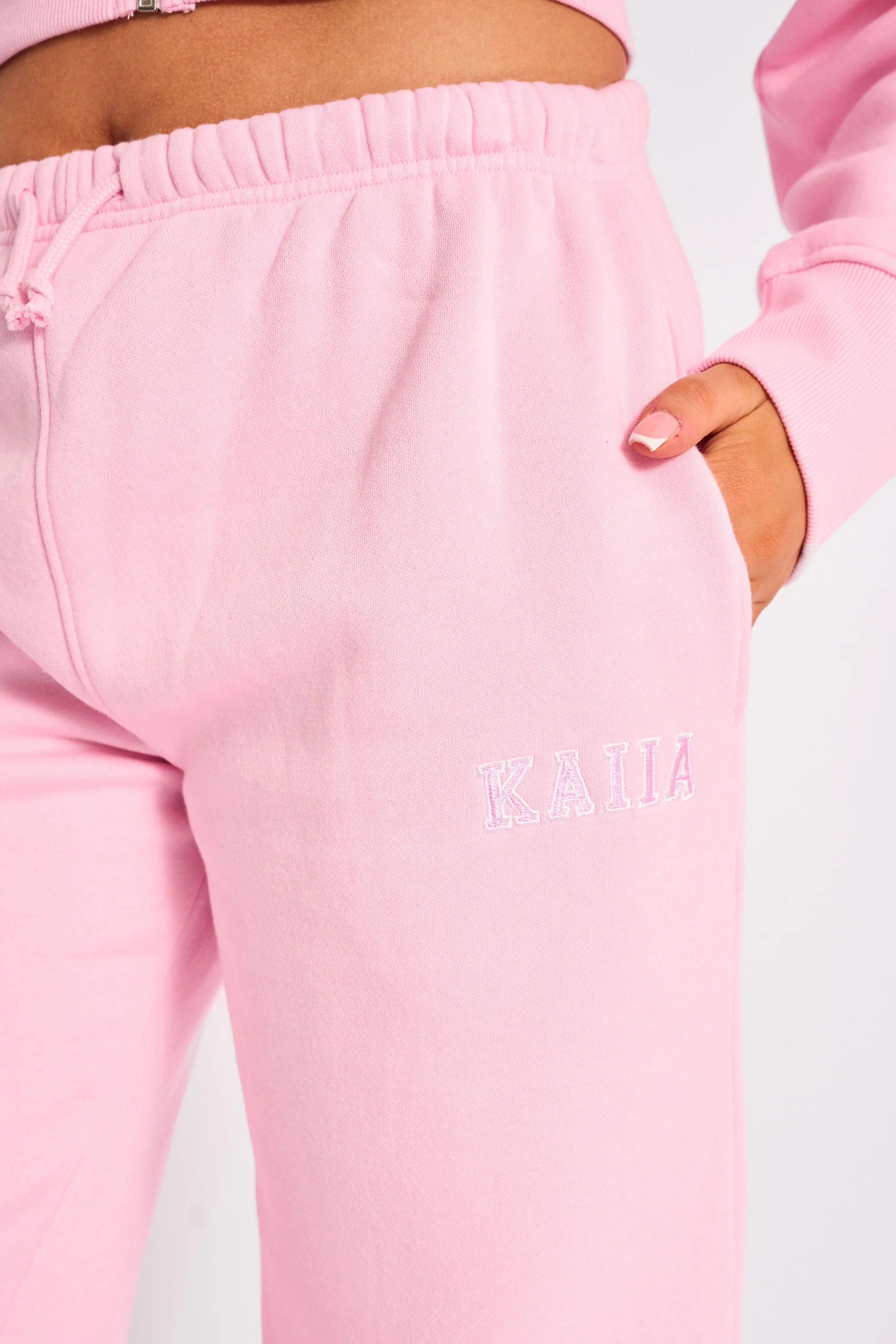 Kaiia Logo Wide Leg Joggers Light Pink - Image 4