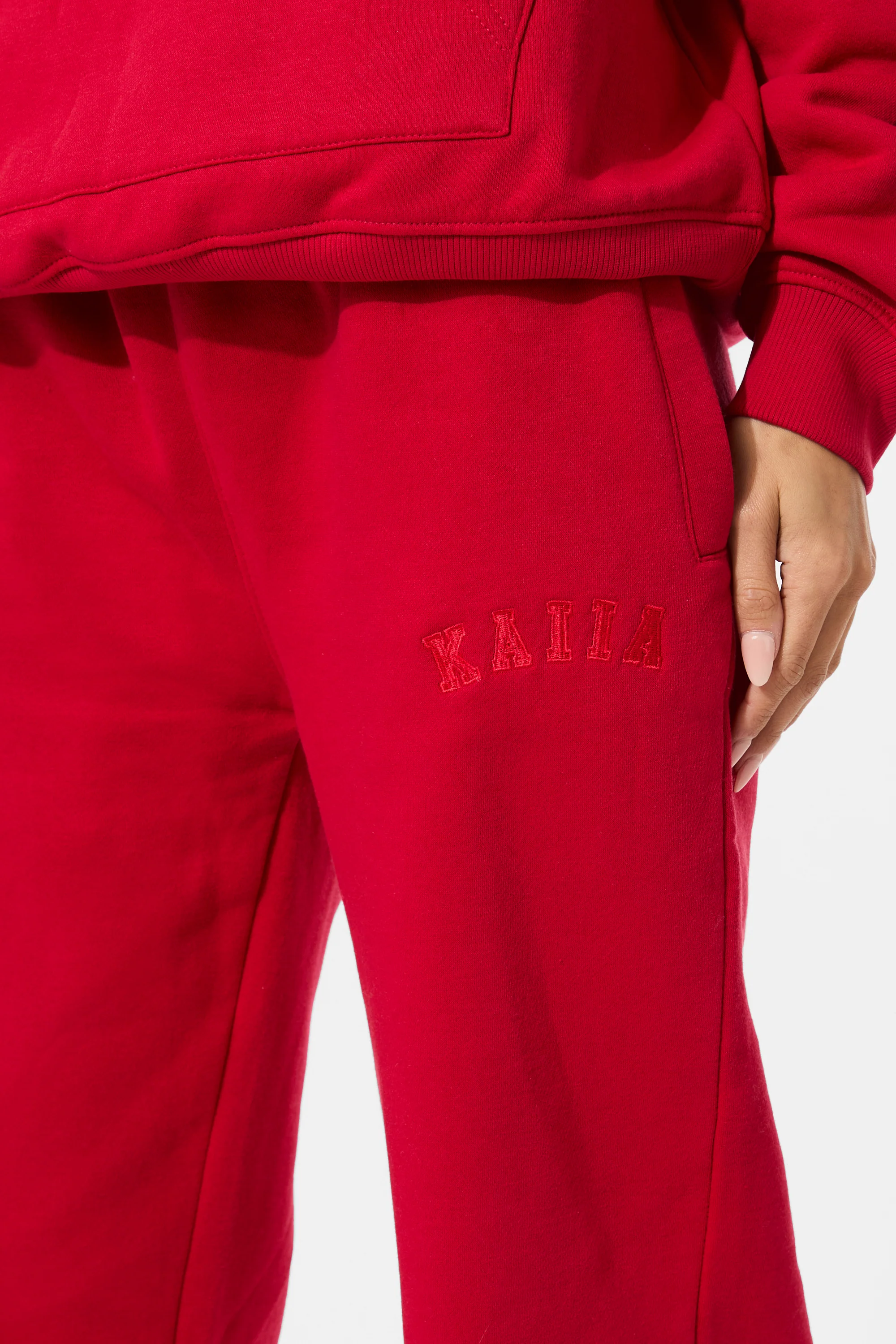 Kaiia Logo Wide Leg Joggers Red - Image 8