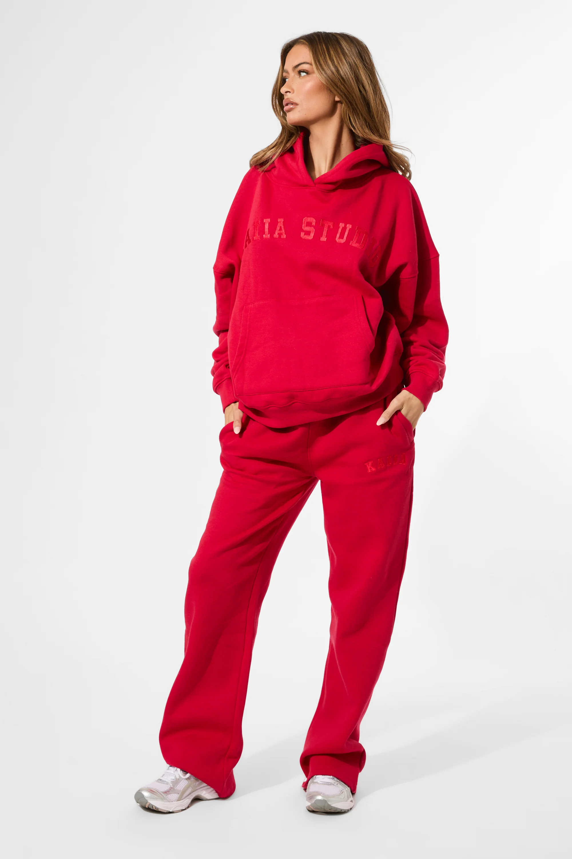 Kaiia Logo Wide Leg Joggers Red - Image 9