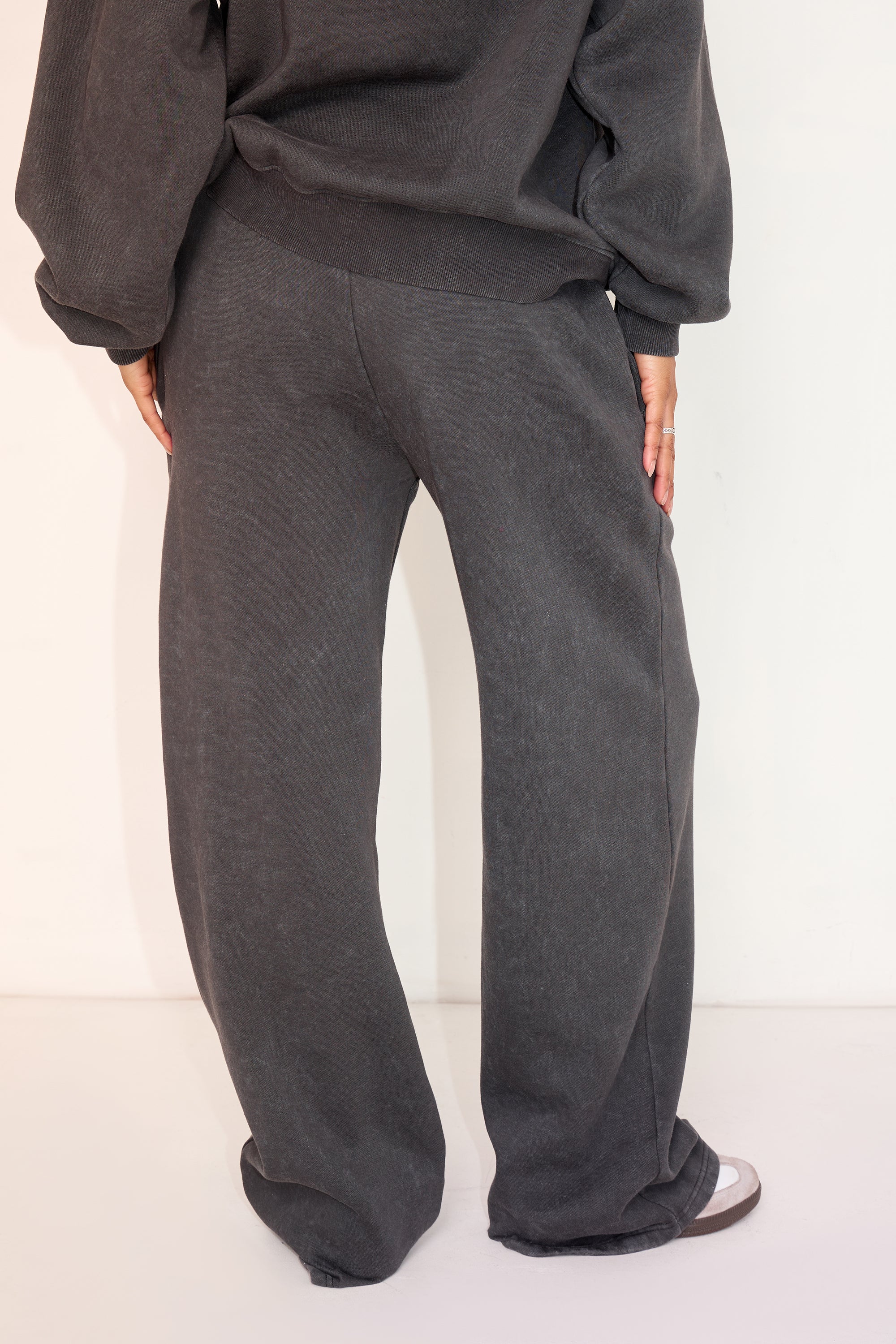 Kaiia Wide Leg Joggers Washed Black - Image 3