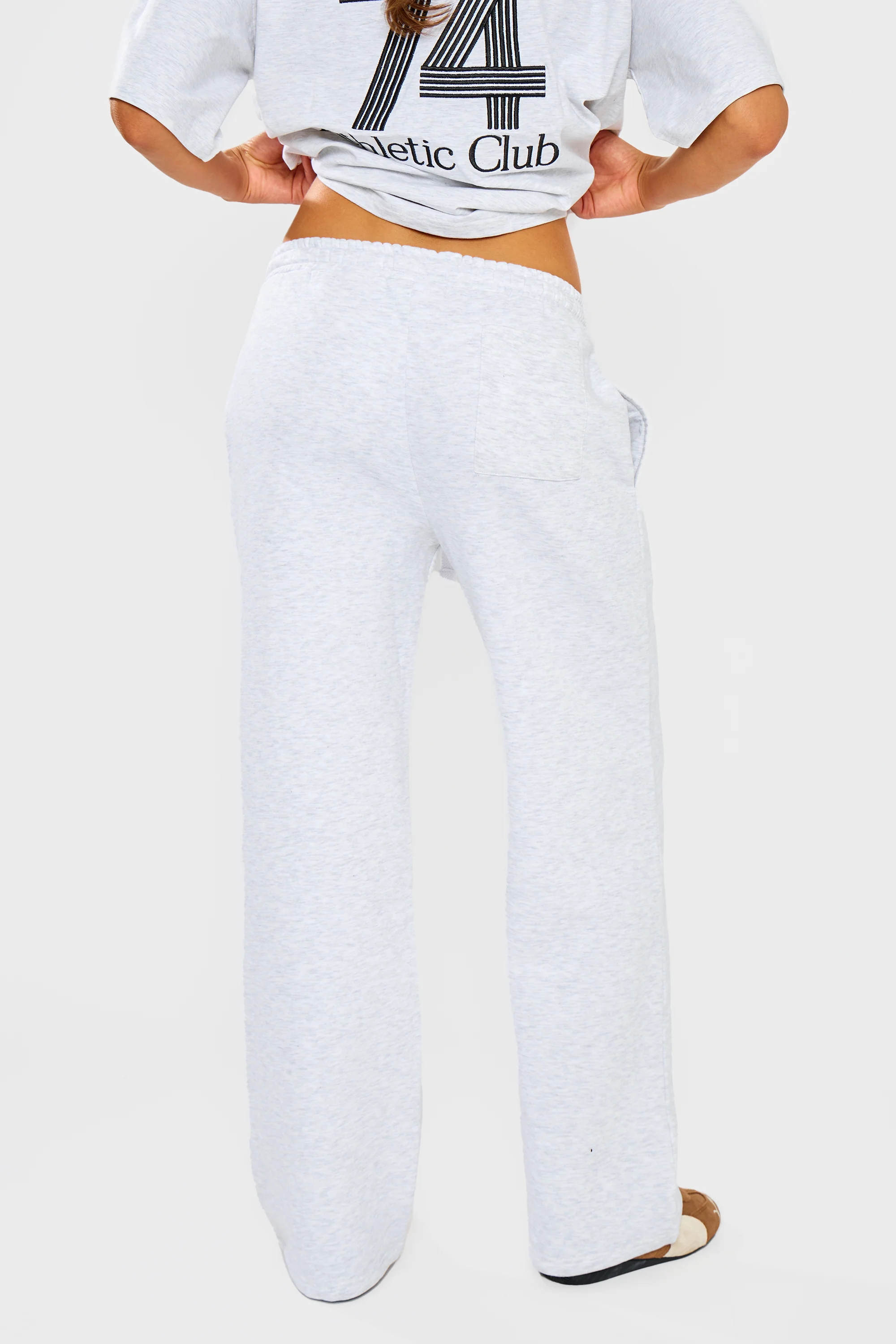 Kaiia Wide Leg Joggers Grey Marl & Black - Image 8