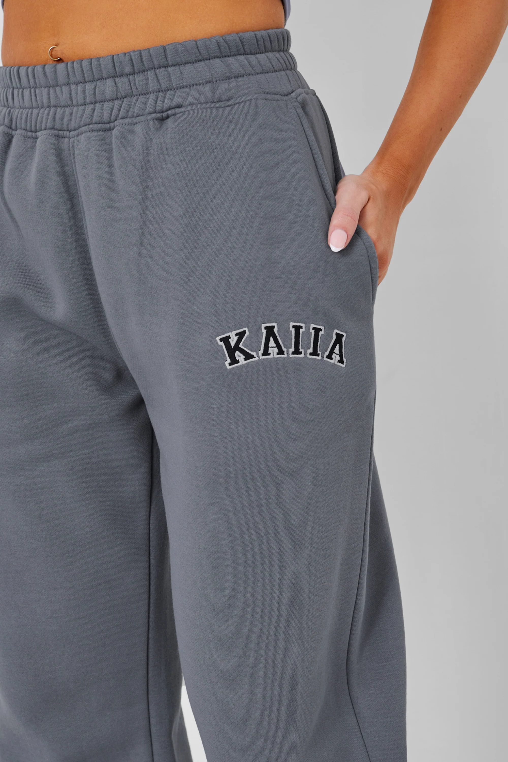 Kaiia Wide Leg Sweat Pants in Charcoal Grey - Image 9