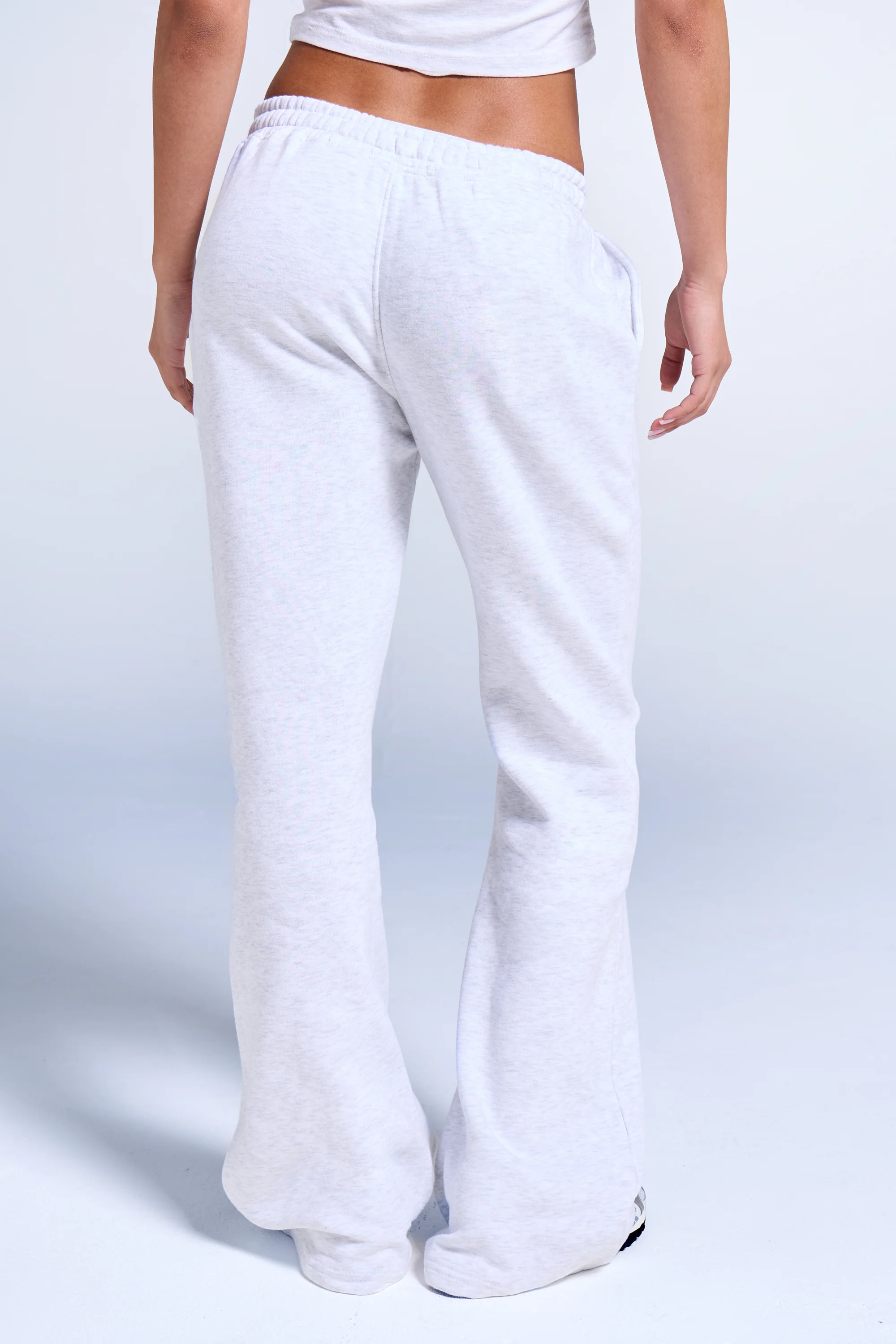 Kaiia Logo Wide Leg Sweat Pants Light Grey Marl & Navy - Image 4