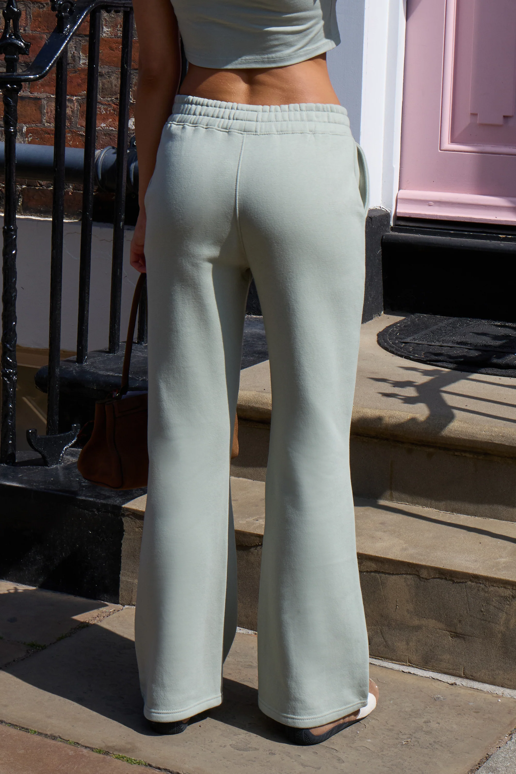 Kaiia Wide Leg Sweat Pants in Sage Green - Image 13