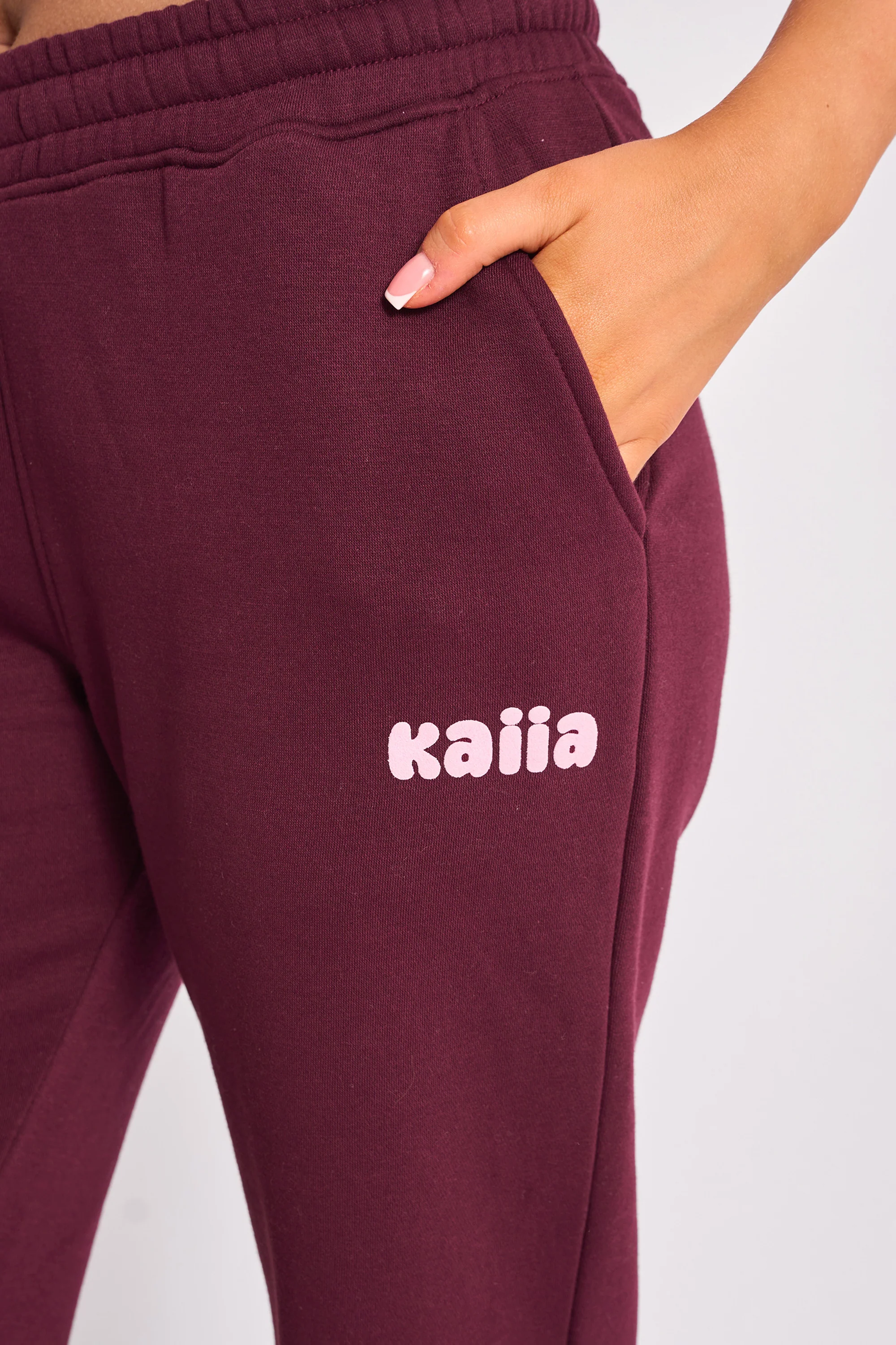 Kaiia Wide Leg Joggers Plum & Pink - Image 4
