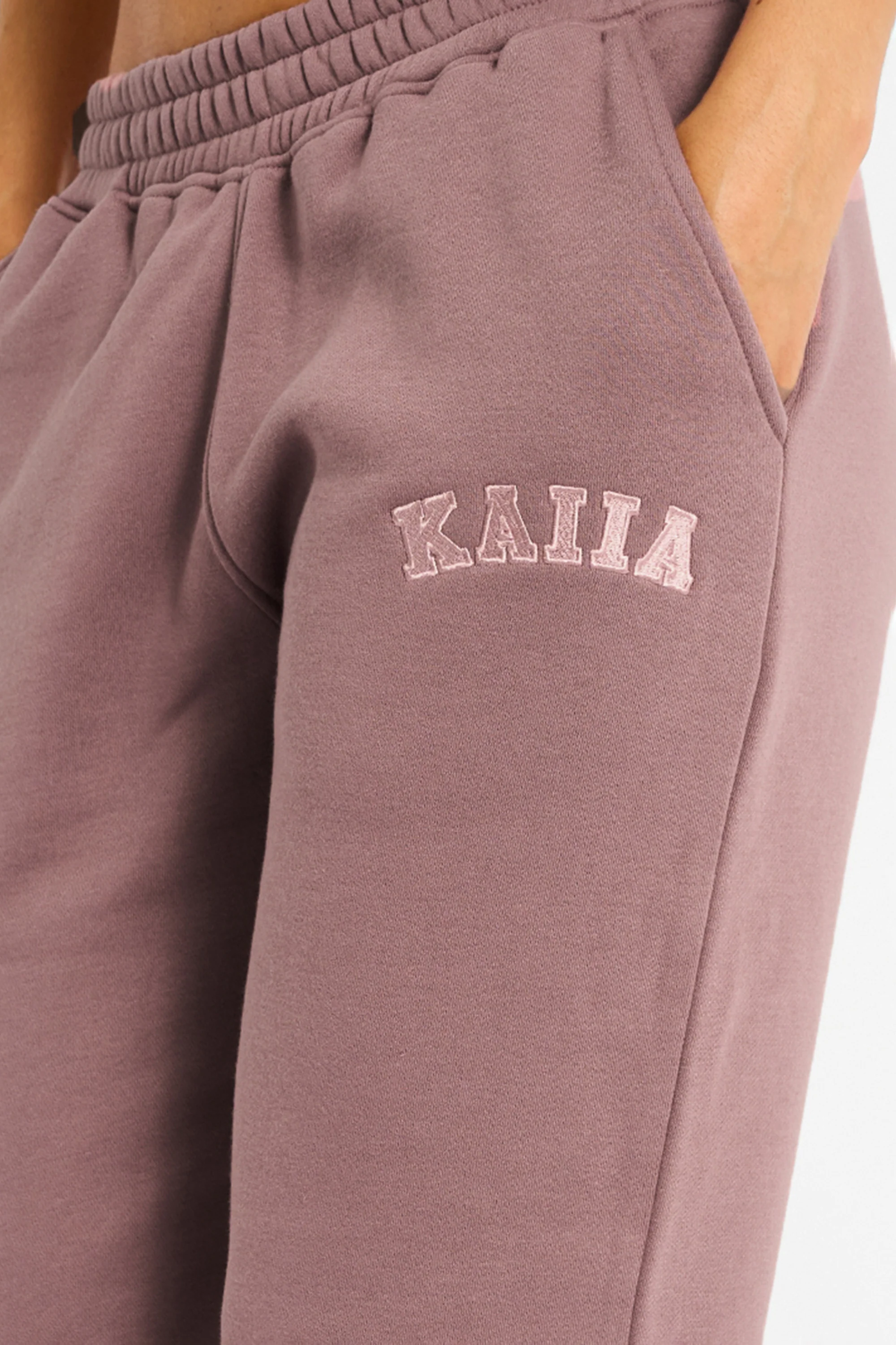 Kaiia Logo Wide Leg Joggers Rose - Image 4