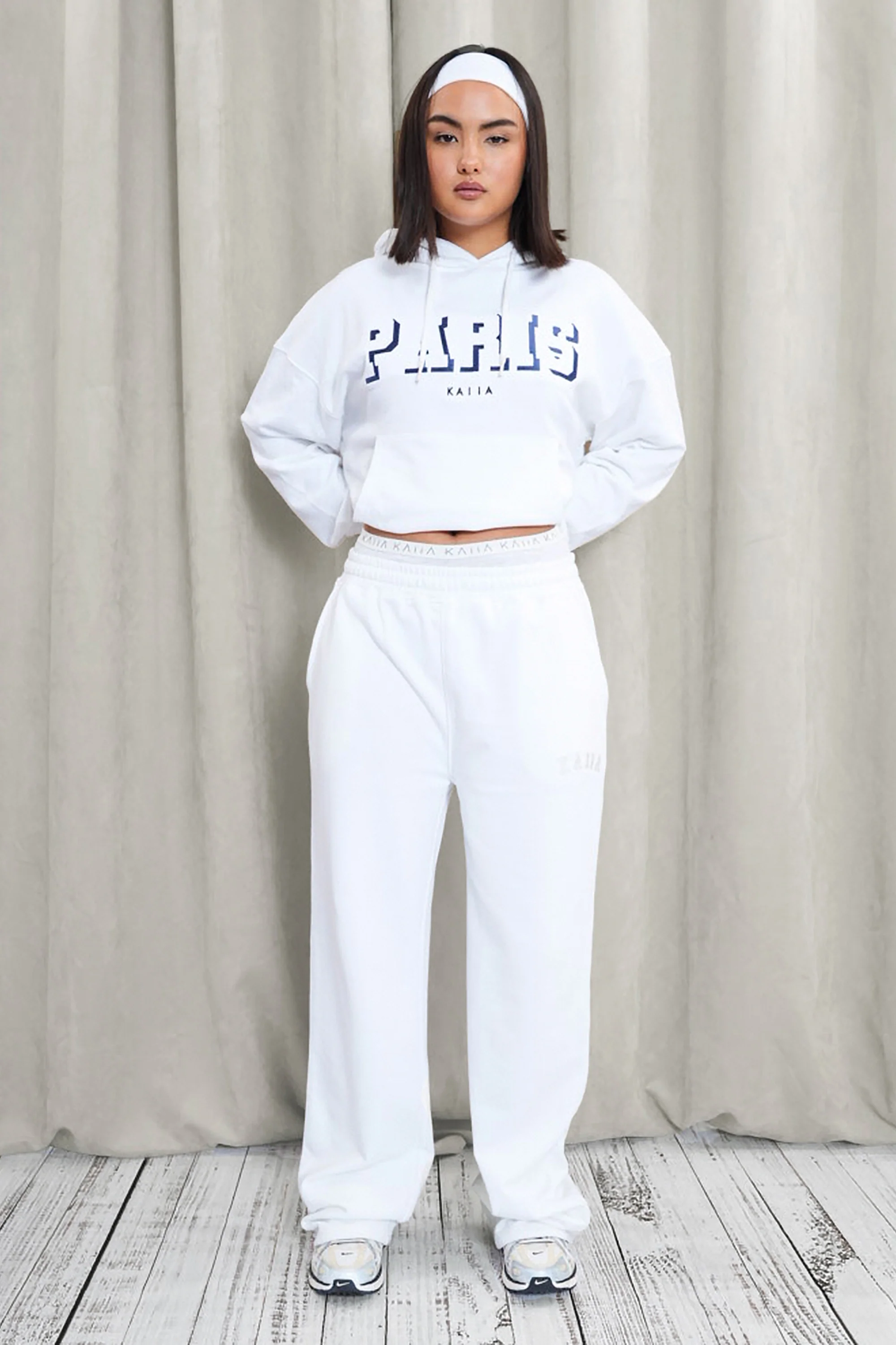 Kaiia Wide Leg Sweat Pants White - Image 4