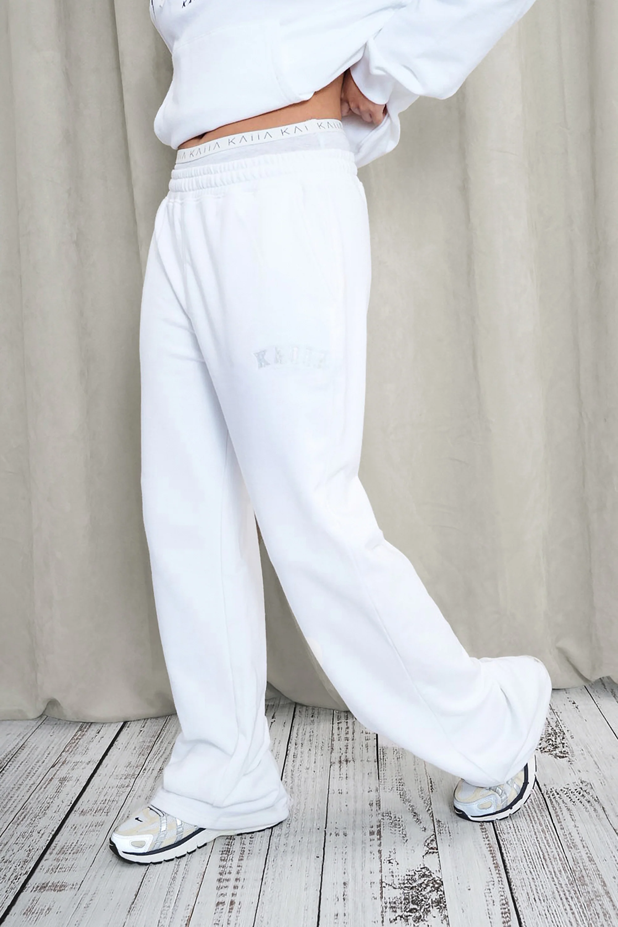 Kaiia Wide Leg Sweat Pants White - Image 5